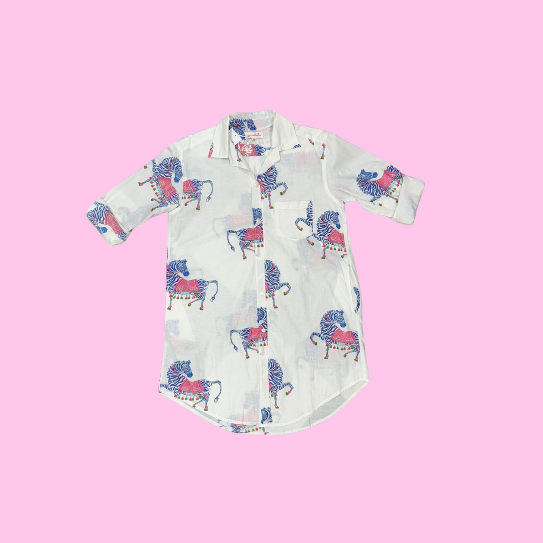 Boyfriend Dress | Zebras | Blue image 0