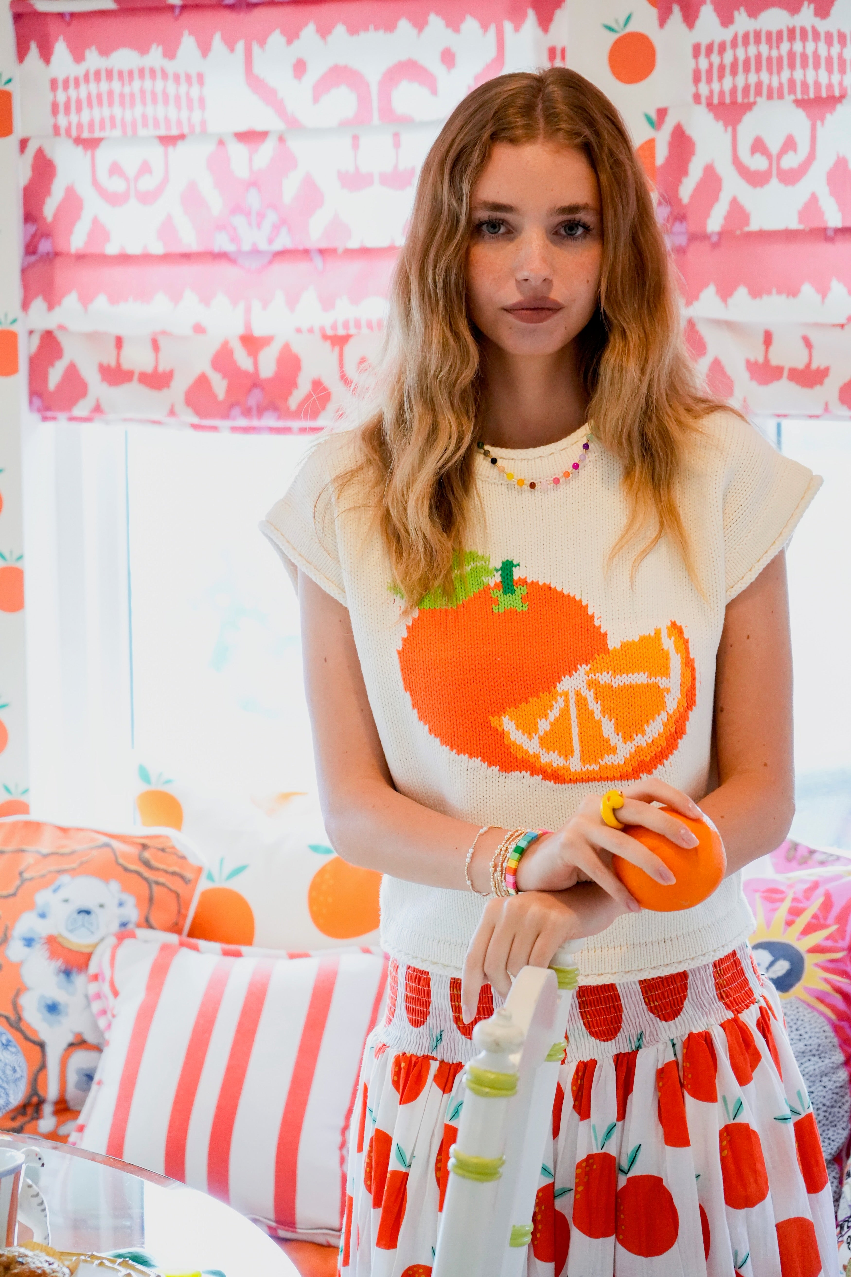 Cap Sleeve Sweater | Oranges