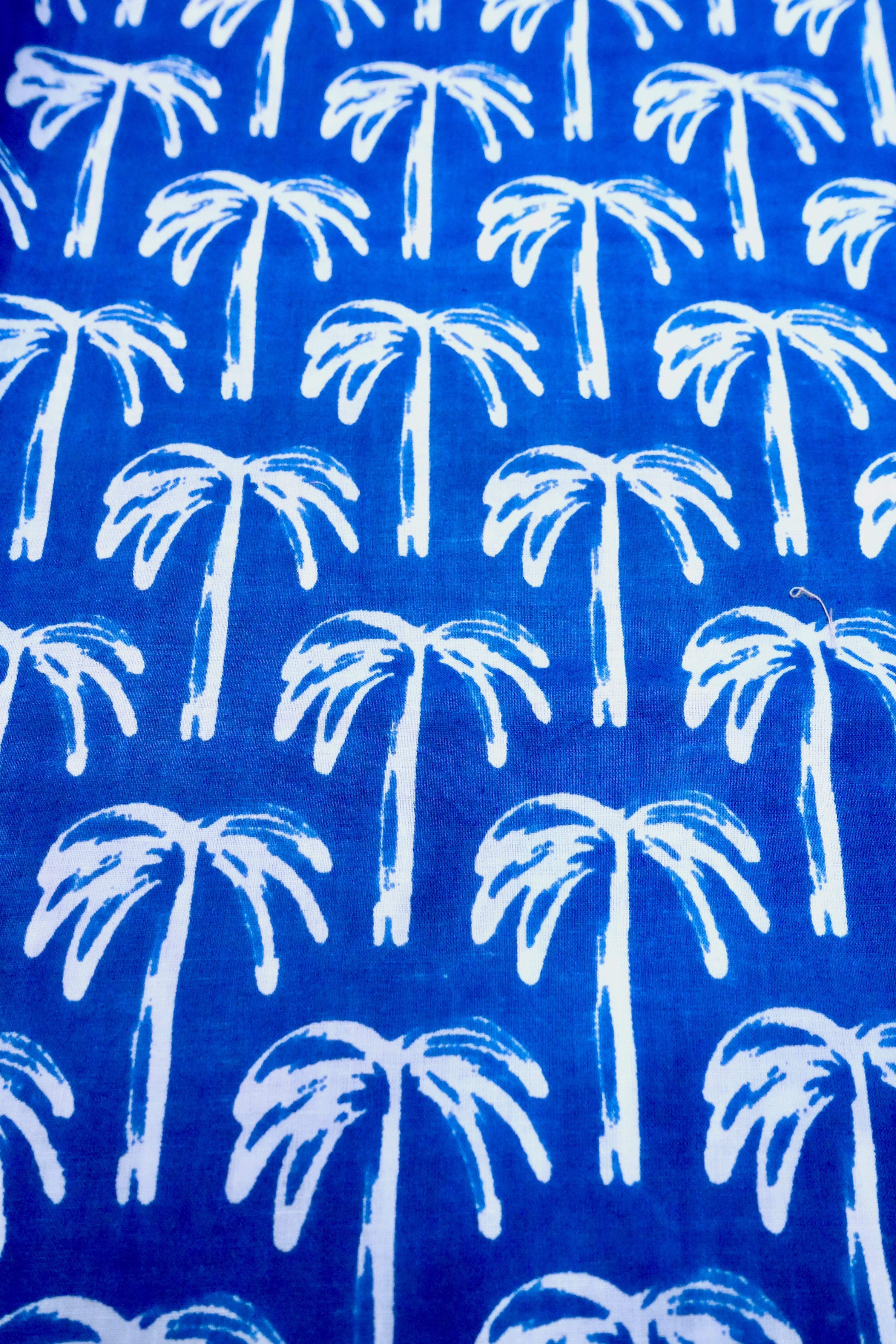 Long Kimono w/ Belt | Tropical Palm | Blue