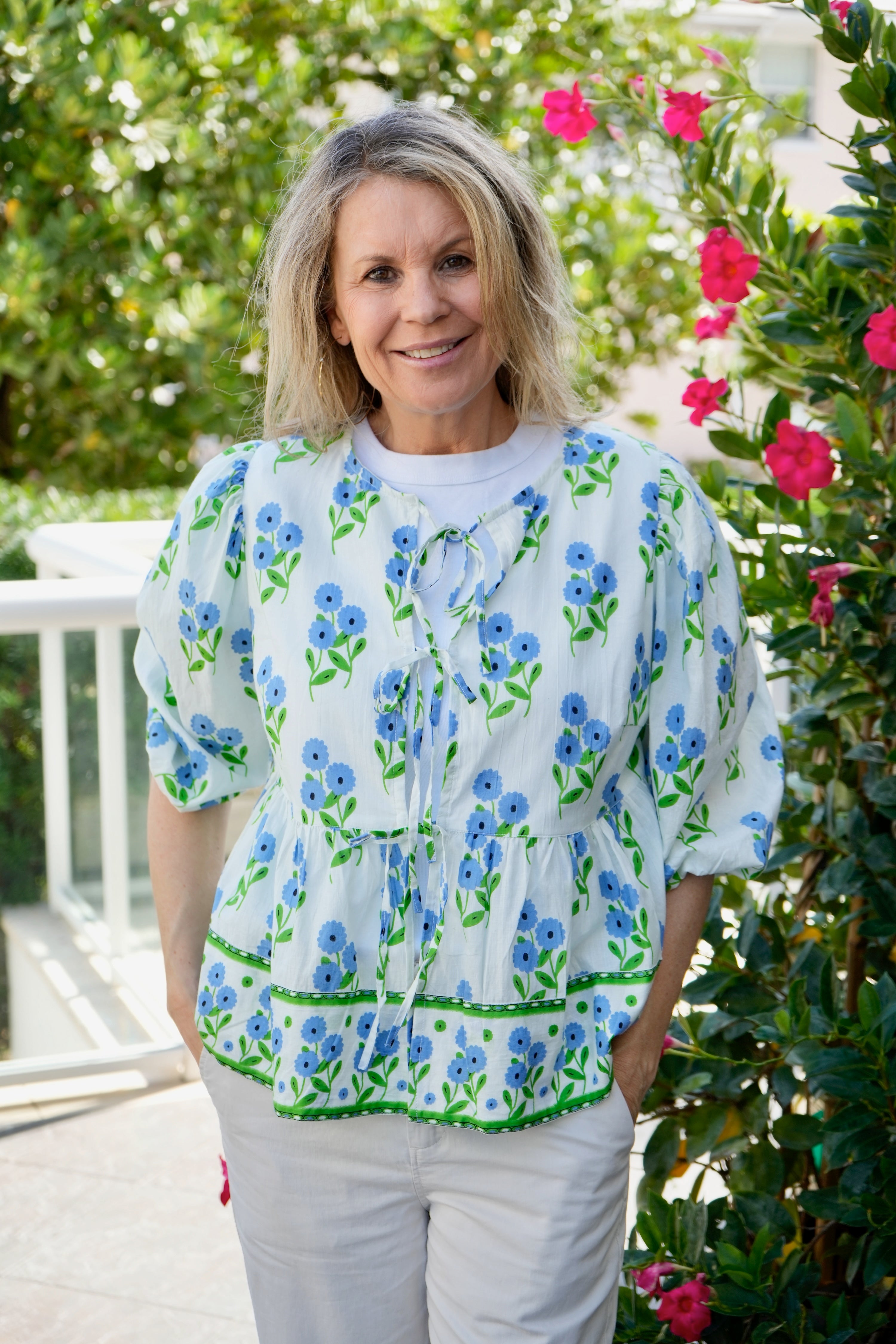 Ruffle Tie Top | Bunch of Daisies | Periwinkle