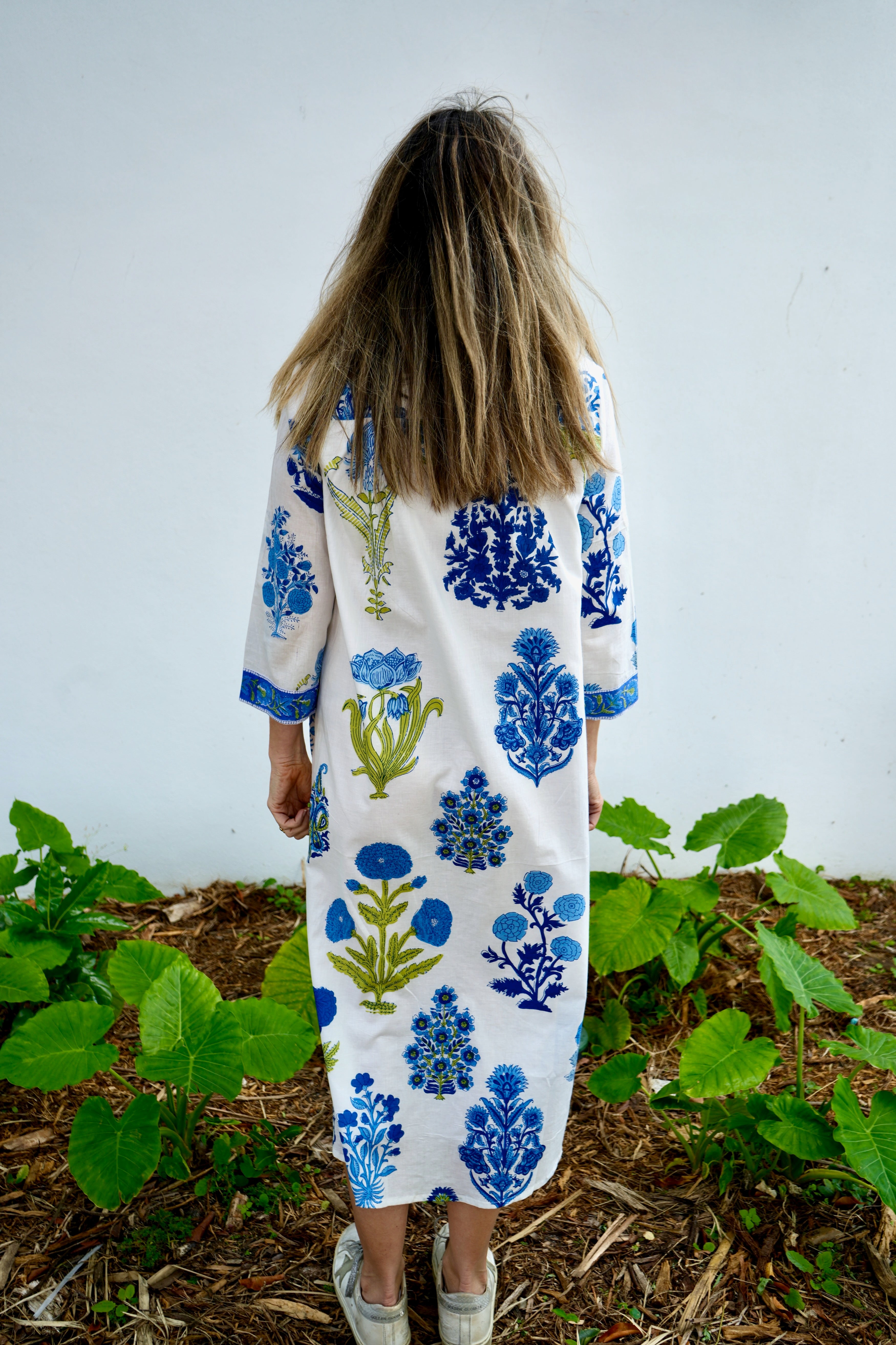Molly Dress | Floral Block Print | Blue