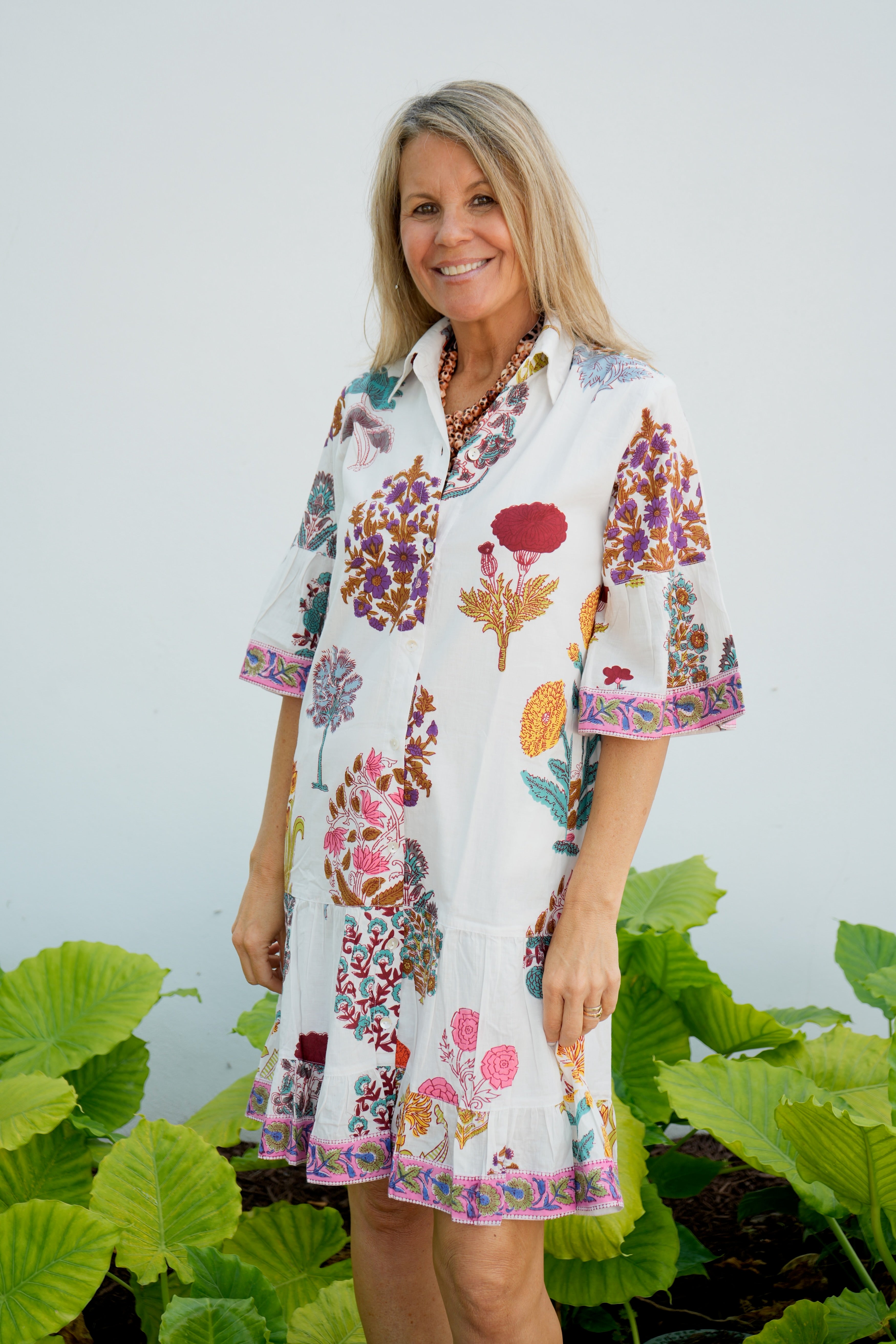 Delray Dress | Block Print Floral | Multi