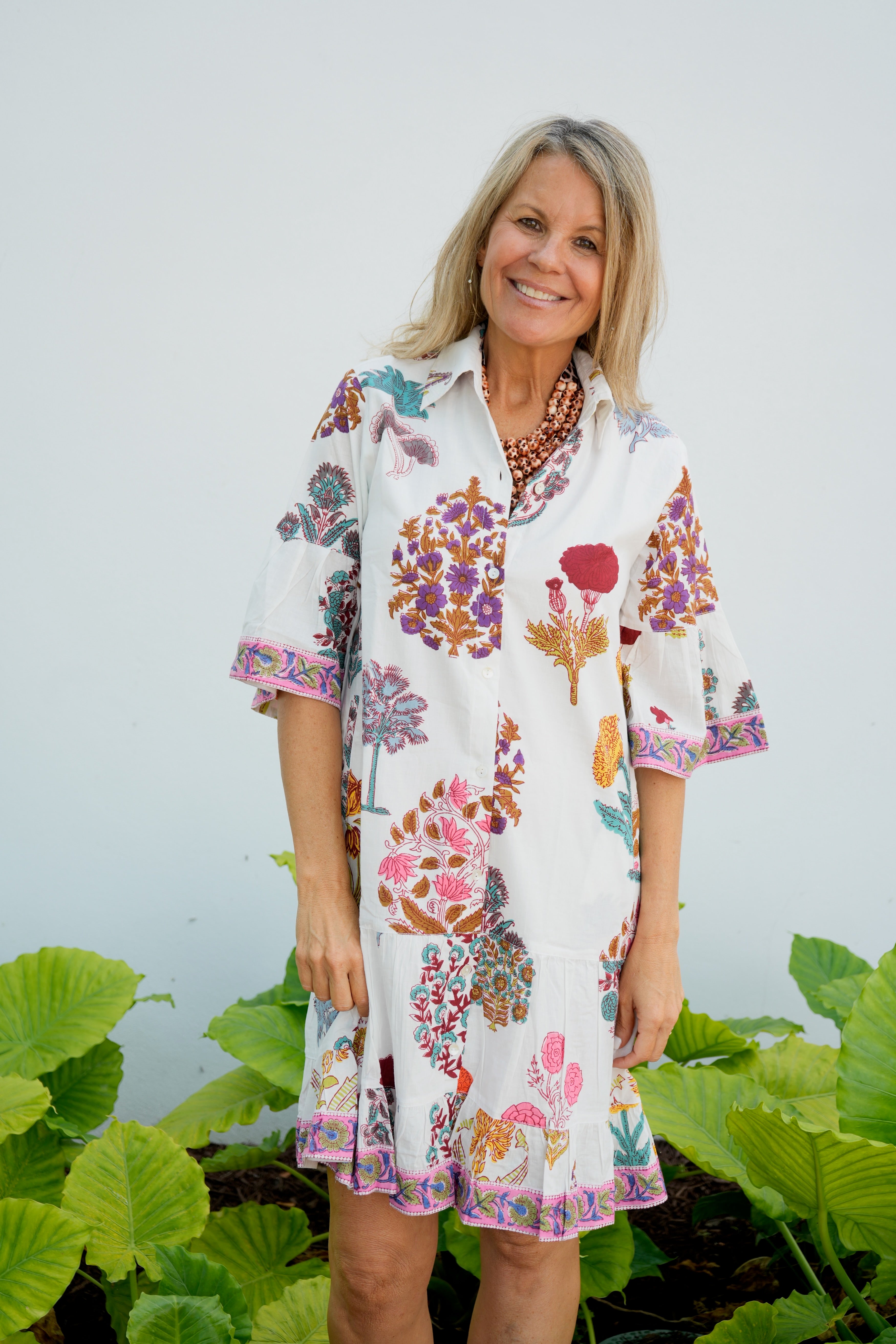 Delray Dress | Block Print Floral | Multi
