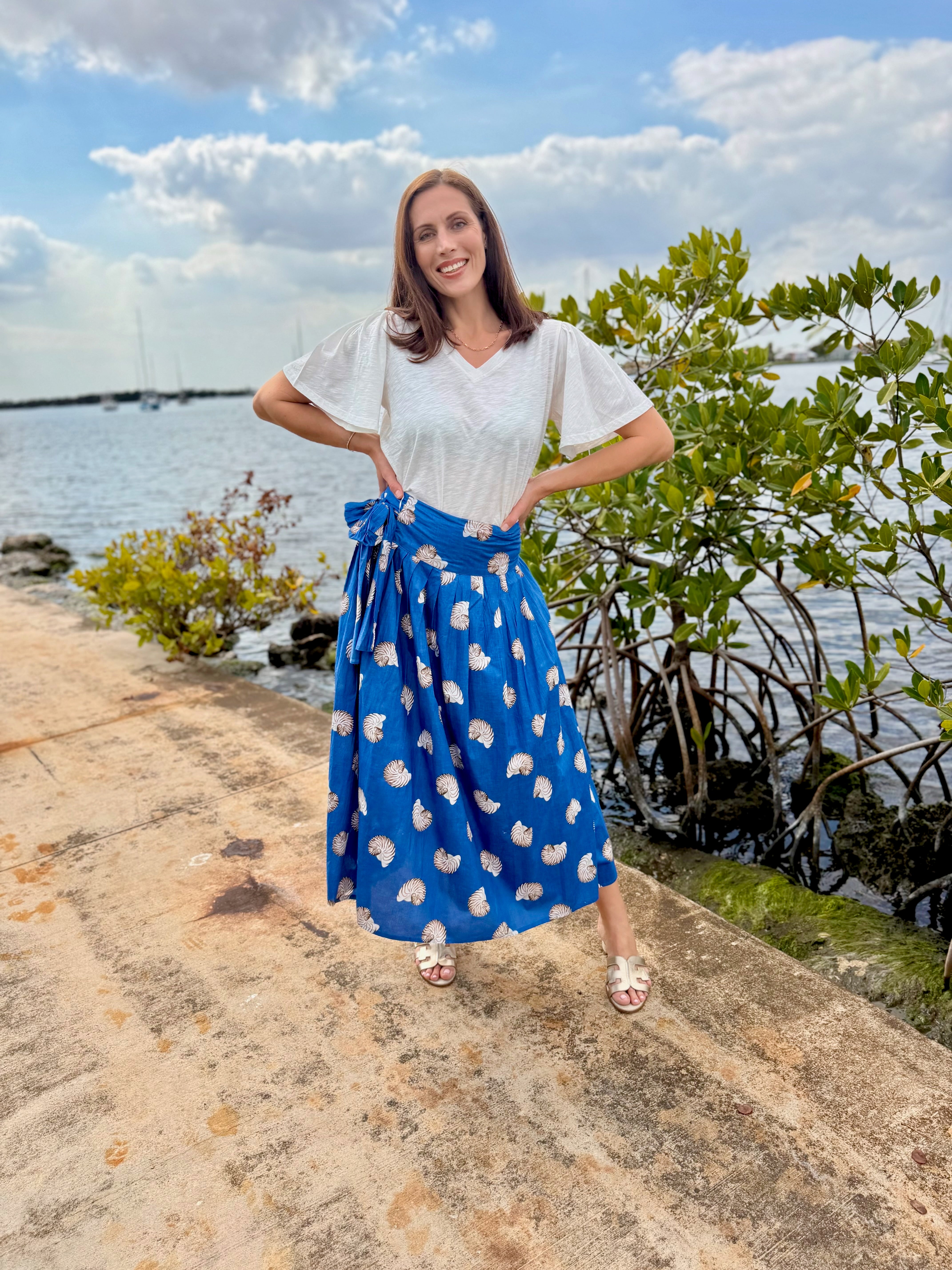 Wrap Skirt Long | Seashells | Blue – Mary Marshmallow