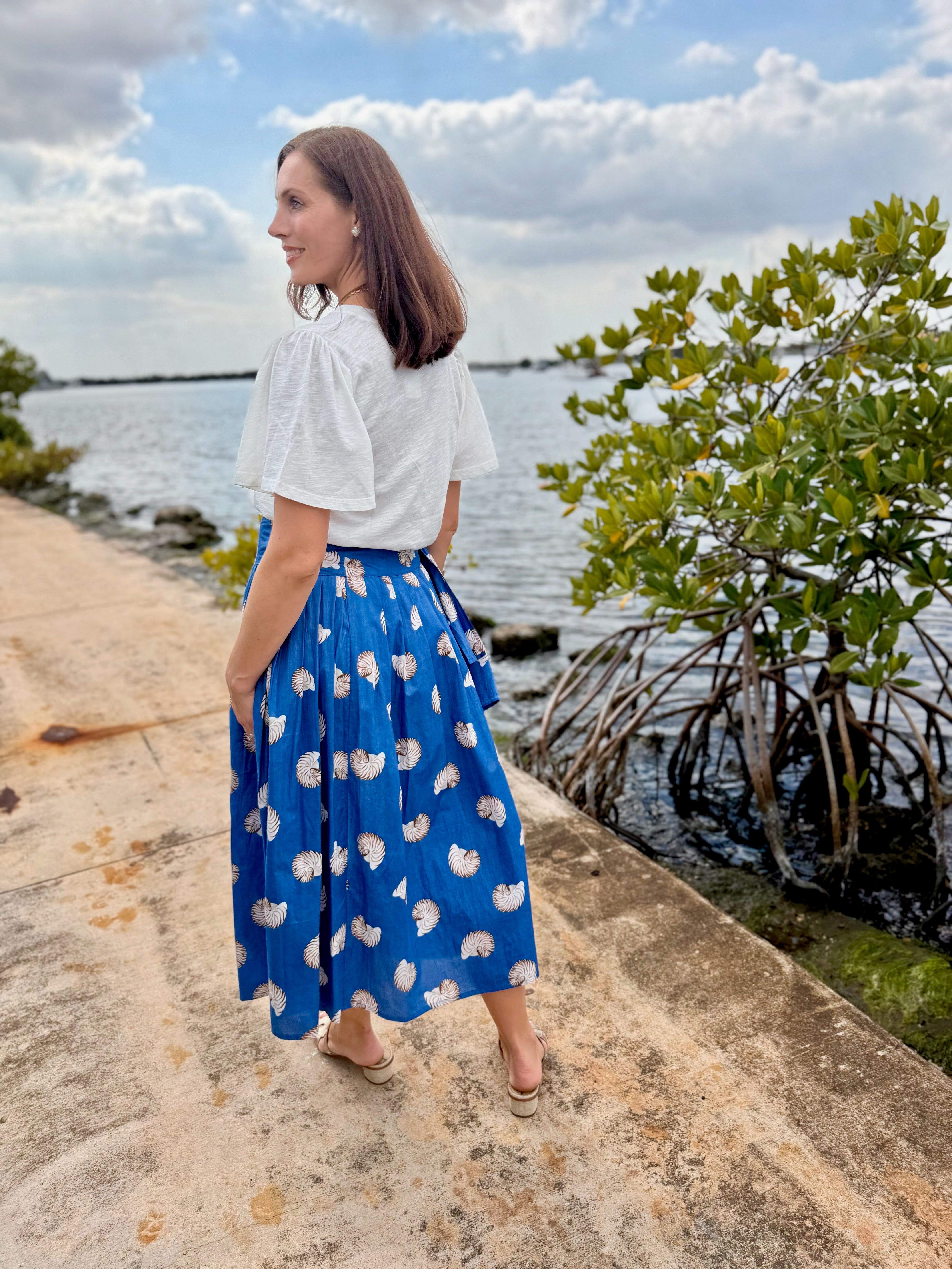 Wrap Skirt Long | Seashells | Blue – Mary Marshmallow
