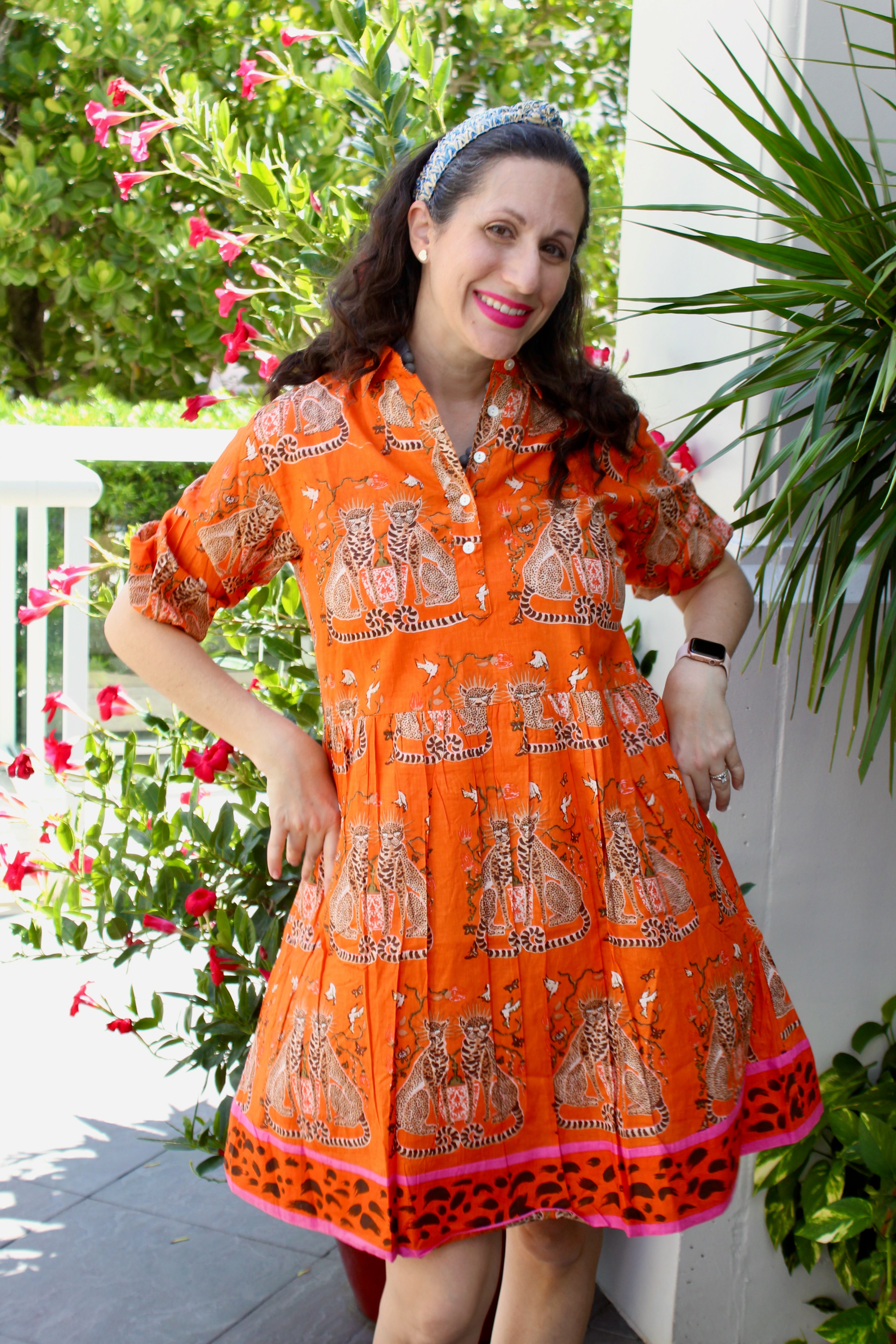 Frannie Short Dress | Twin Cheetahs | Orange