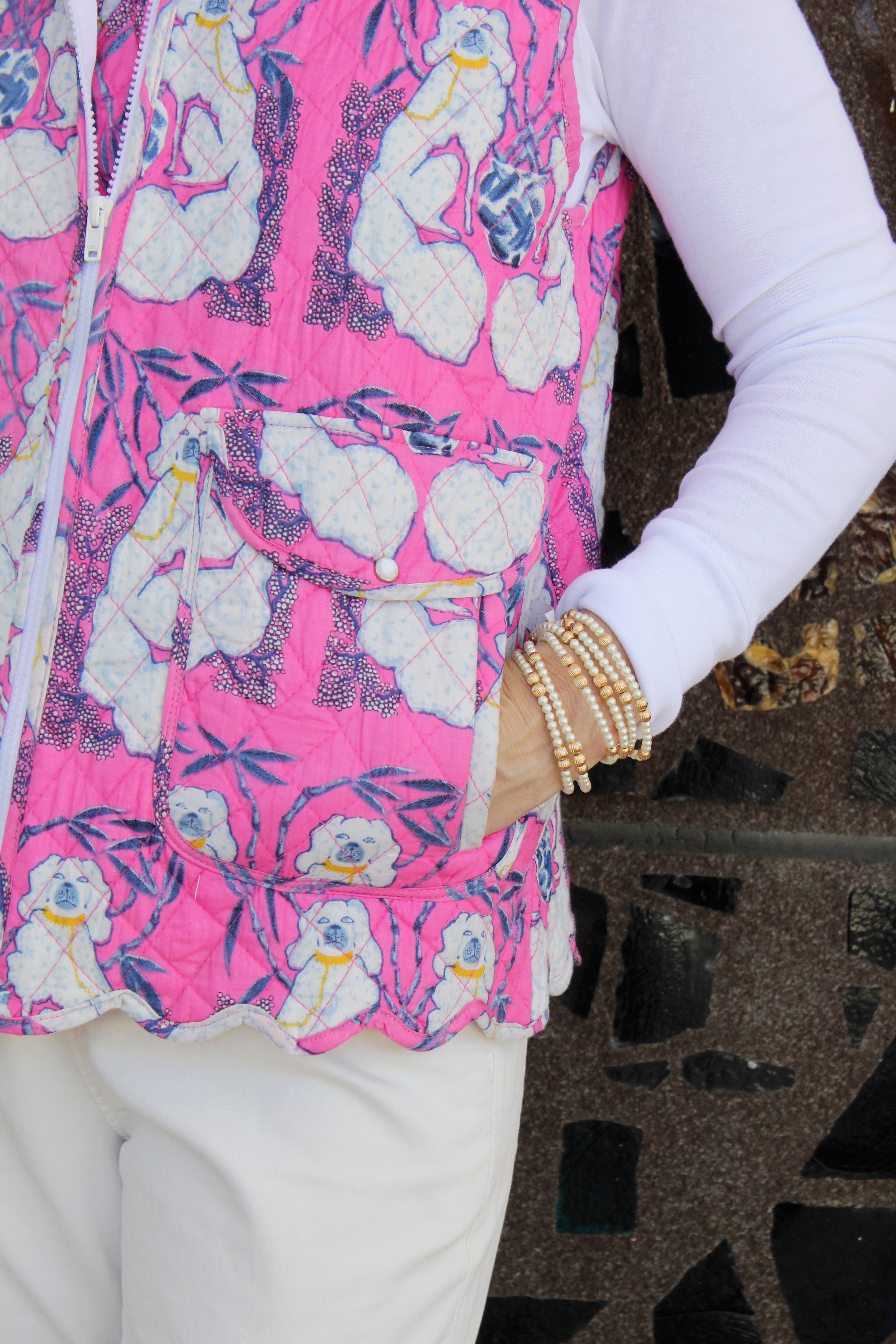 Quilted Scallop Vest | Staffie | Pink