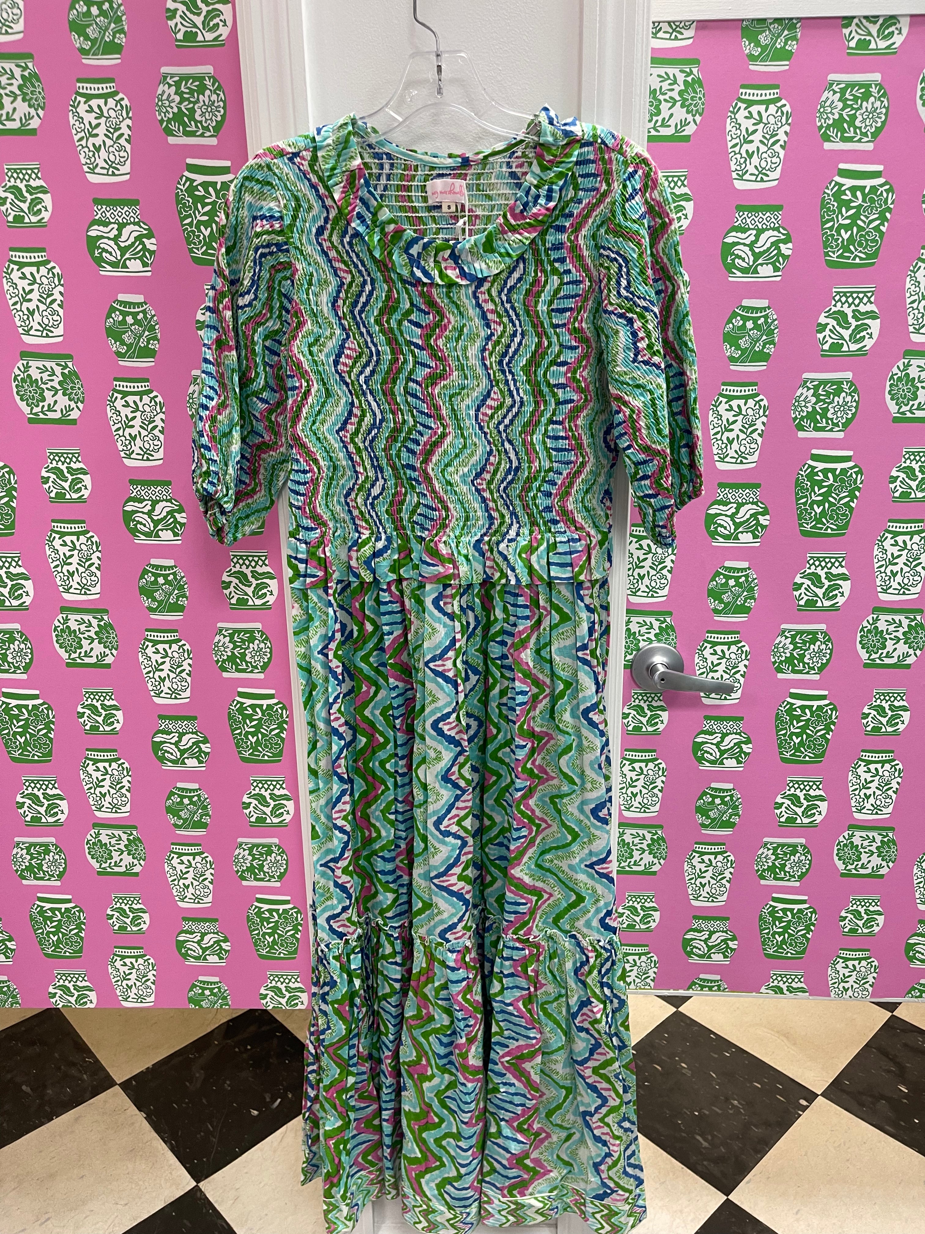 Meadow Dress | Green/Pink