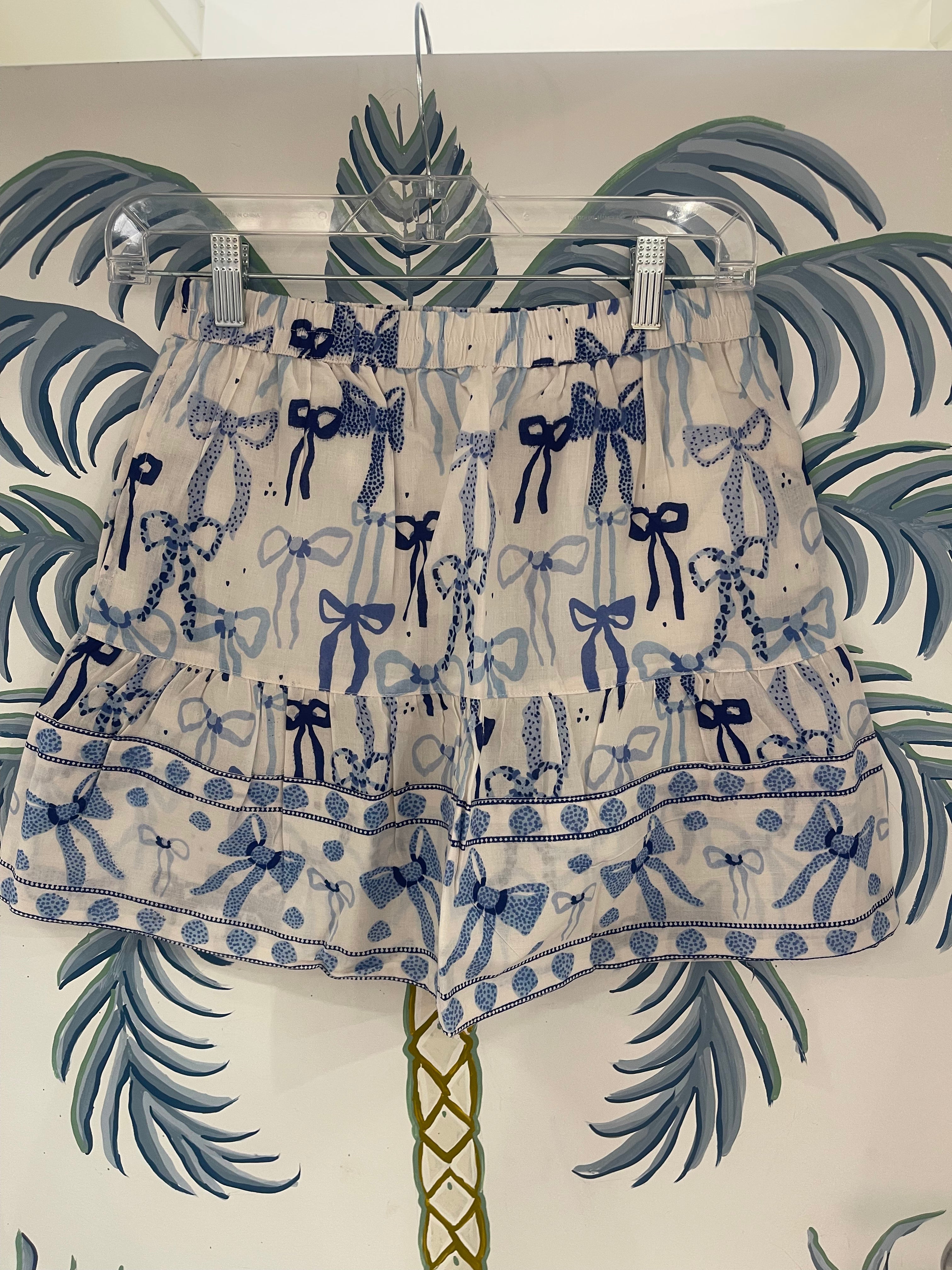Tiered Mini Skirt | Bows | Blue