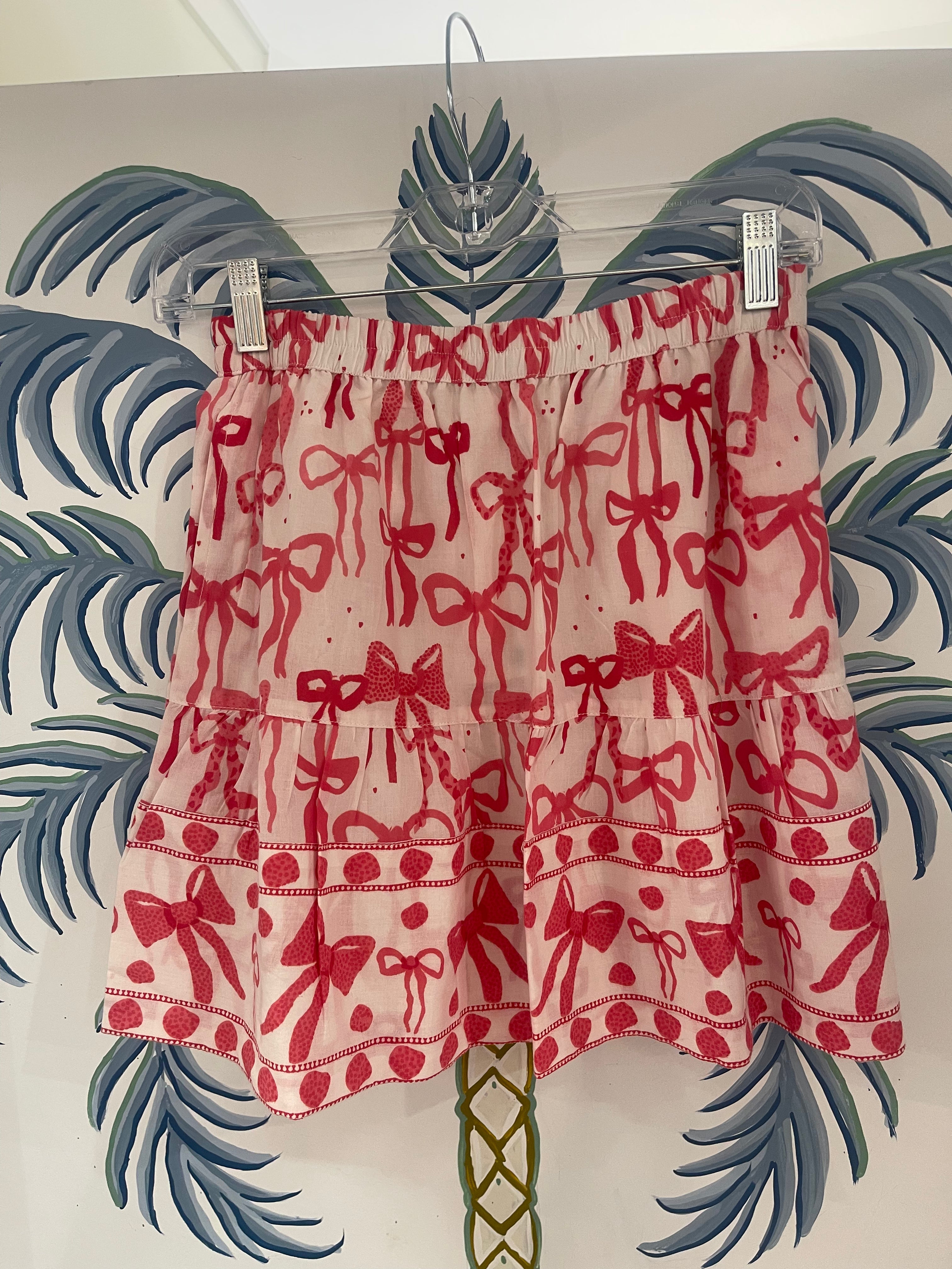 Tiered Mini Skirt | Bows | Red