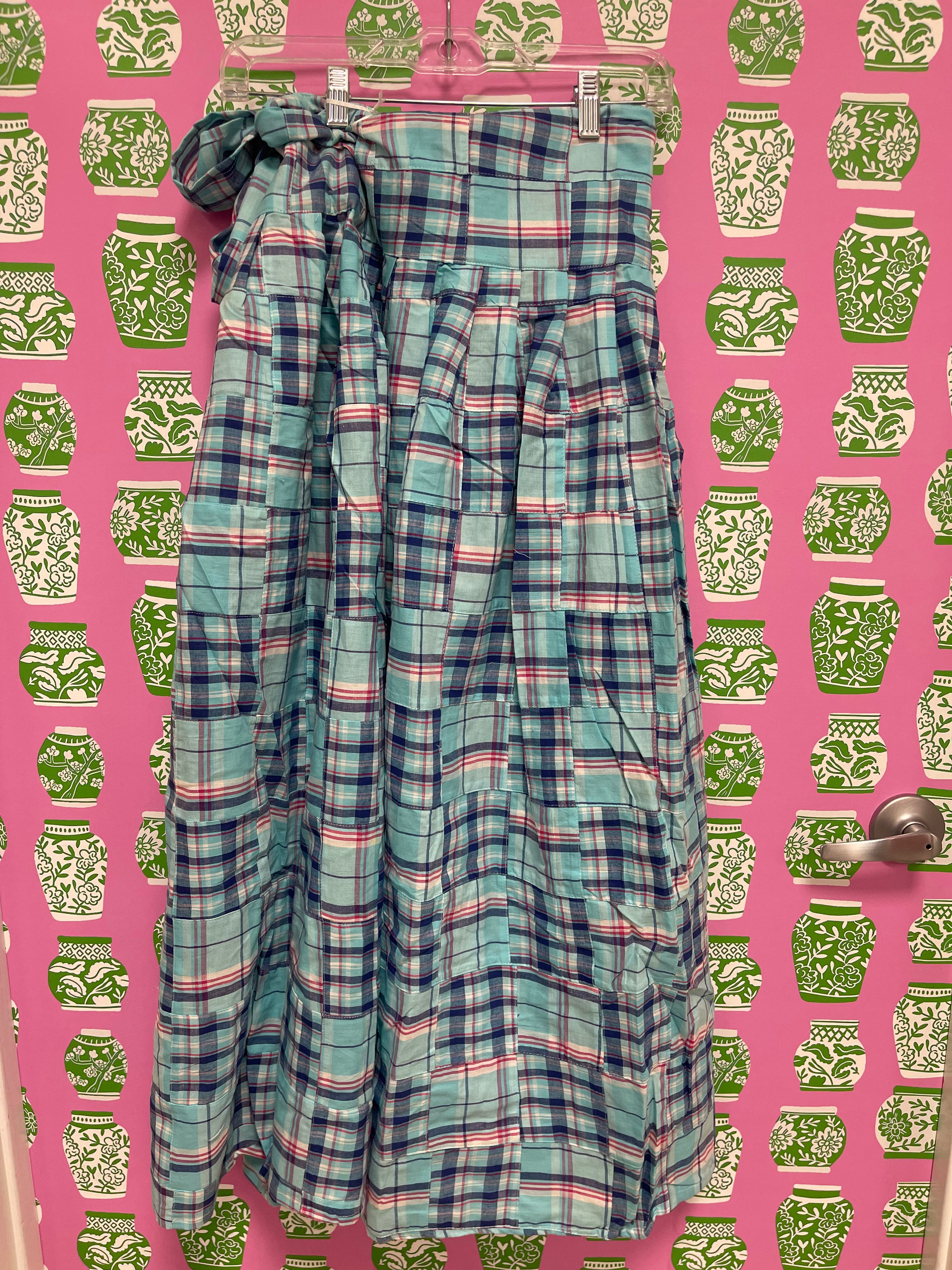 Long Party Skirt | Madras | Aqua
