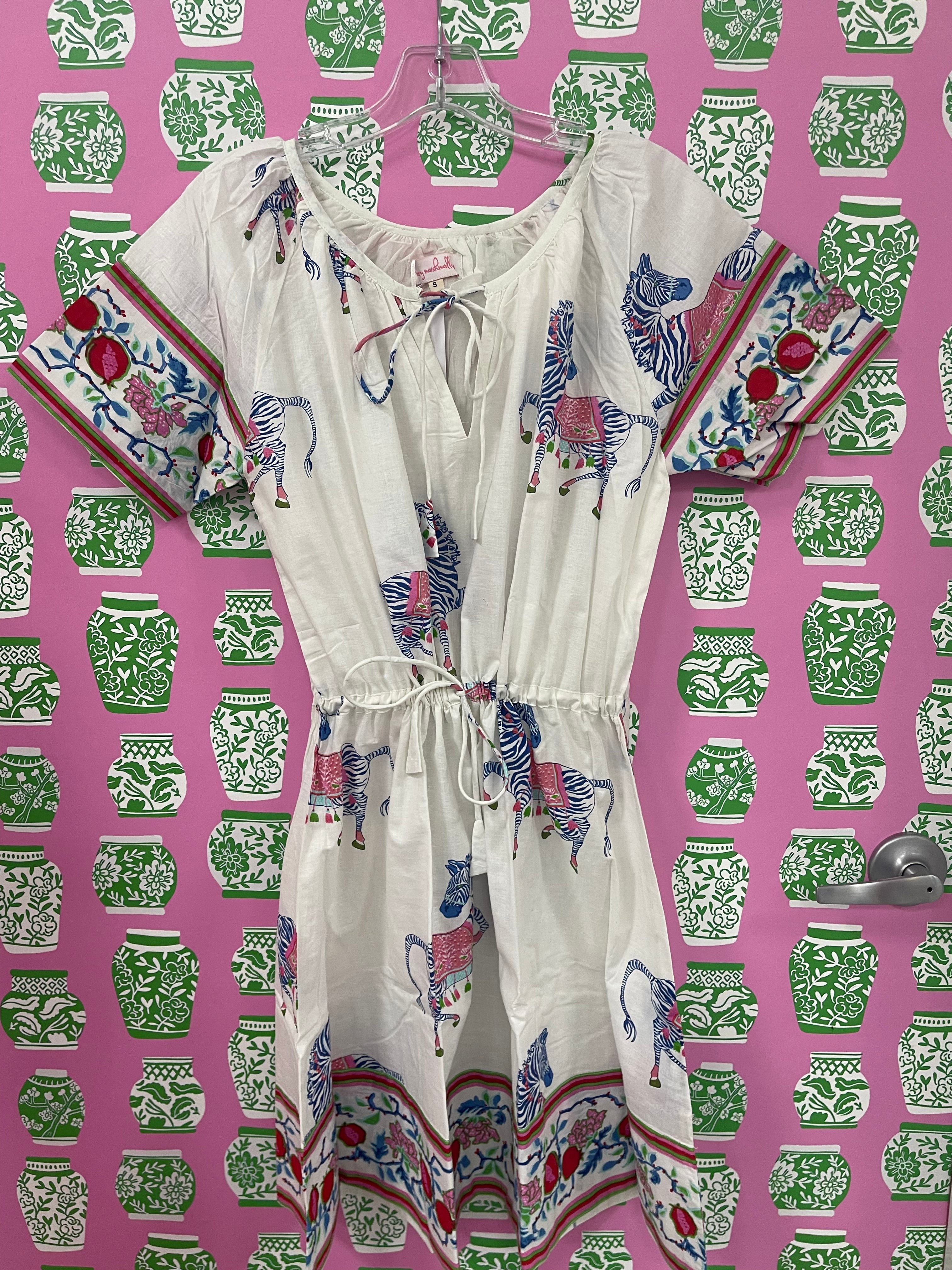 Tilly Dress | Zebras | Blue
