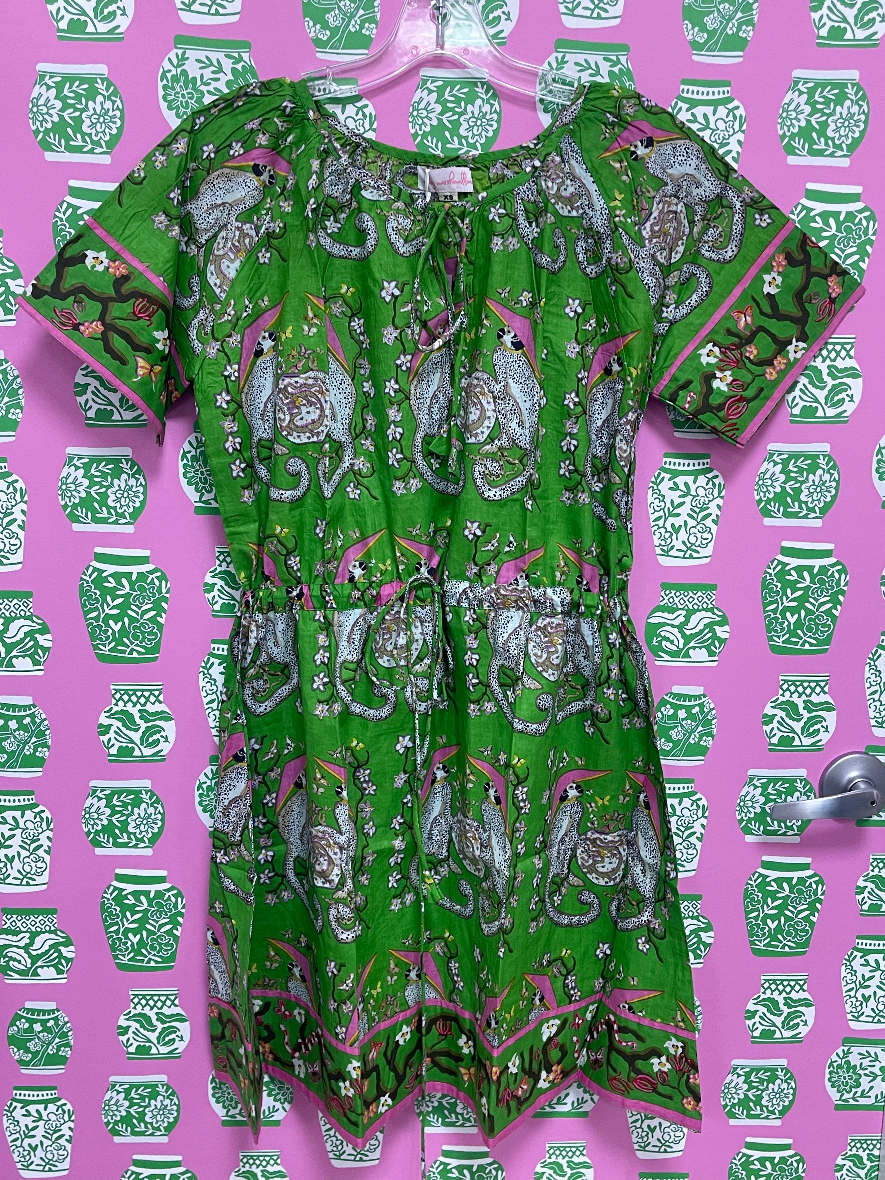 Tilly Dress | Monkeys | Green