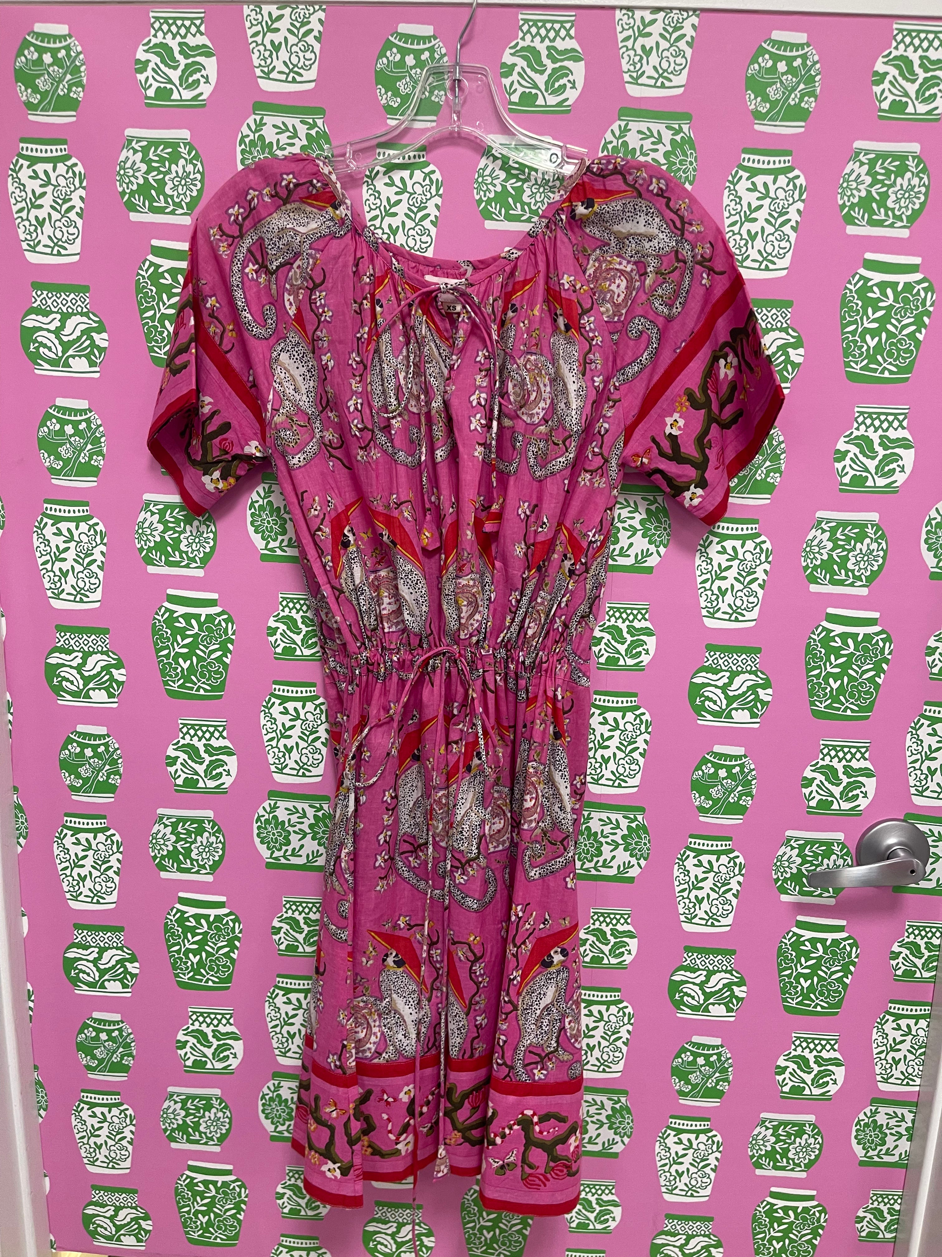 Tilly Dress | Monkeys | Pink