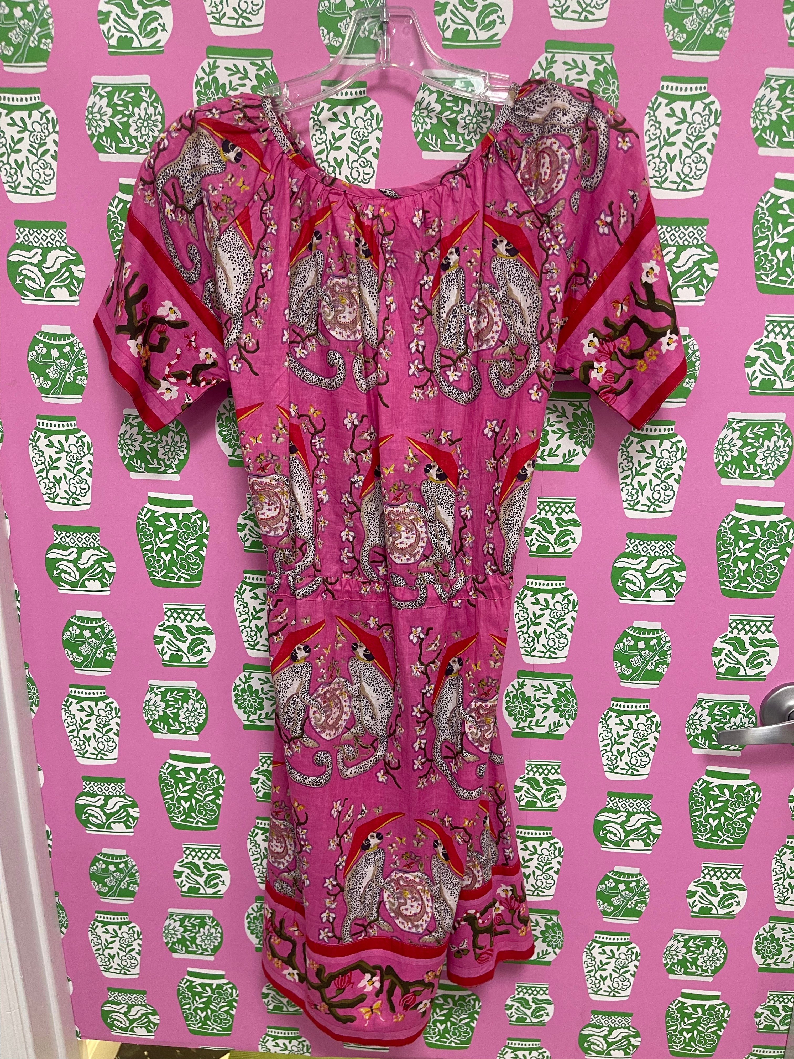 Tilly Dress | Monkeys | Pink