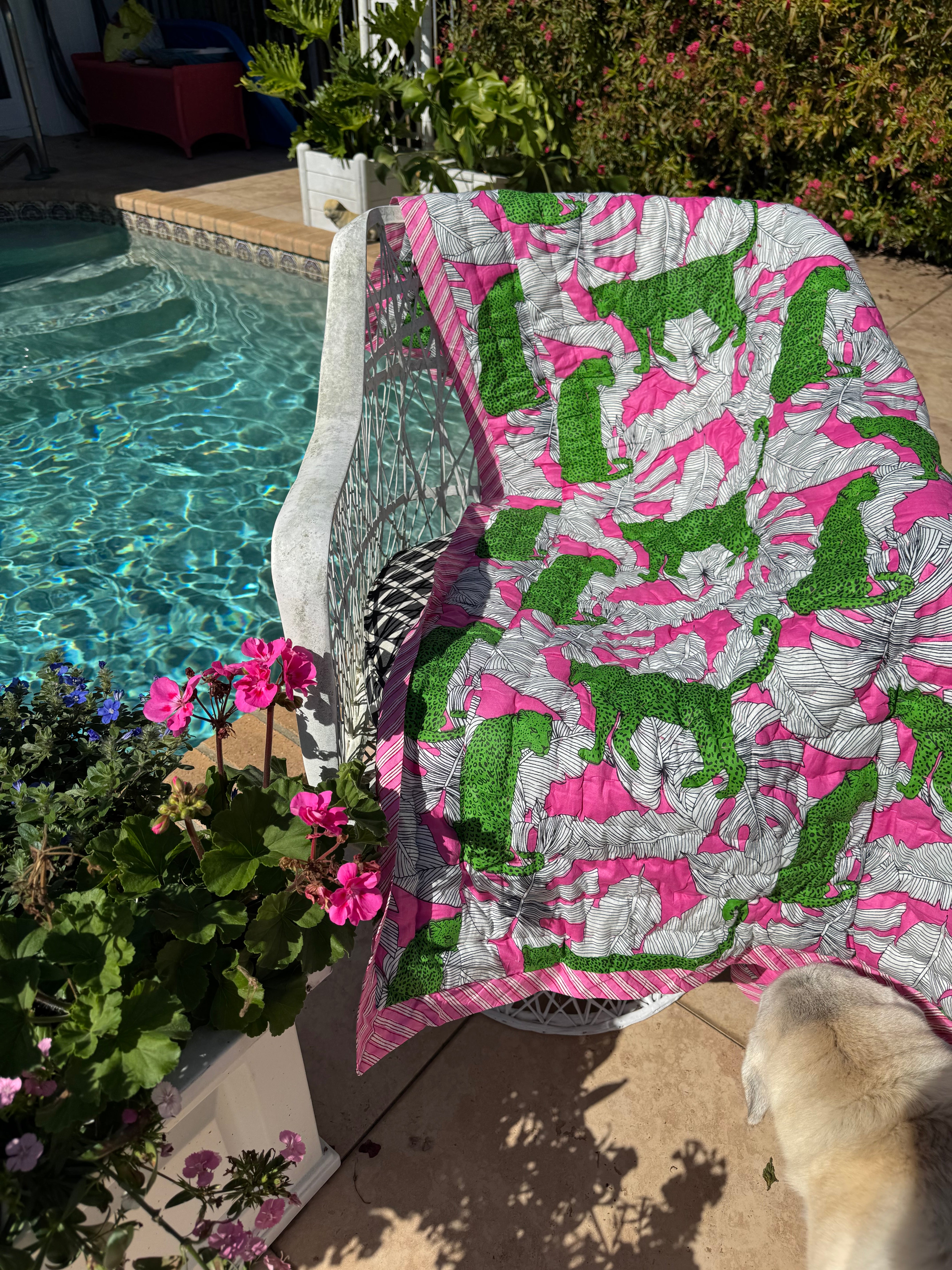 Throw/Baby Quilt | Jungle Leopard | Pink/Green