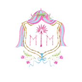 Decorative logo with 'MIM' initials in the center on a white background