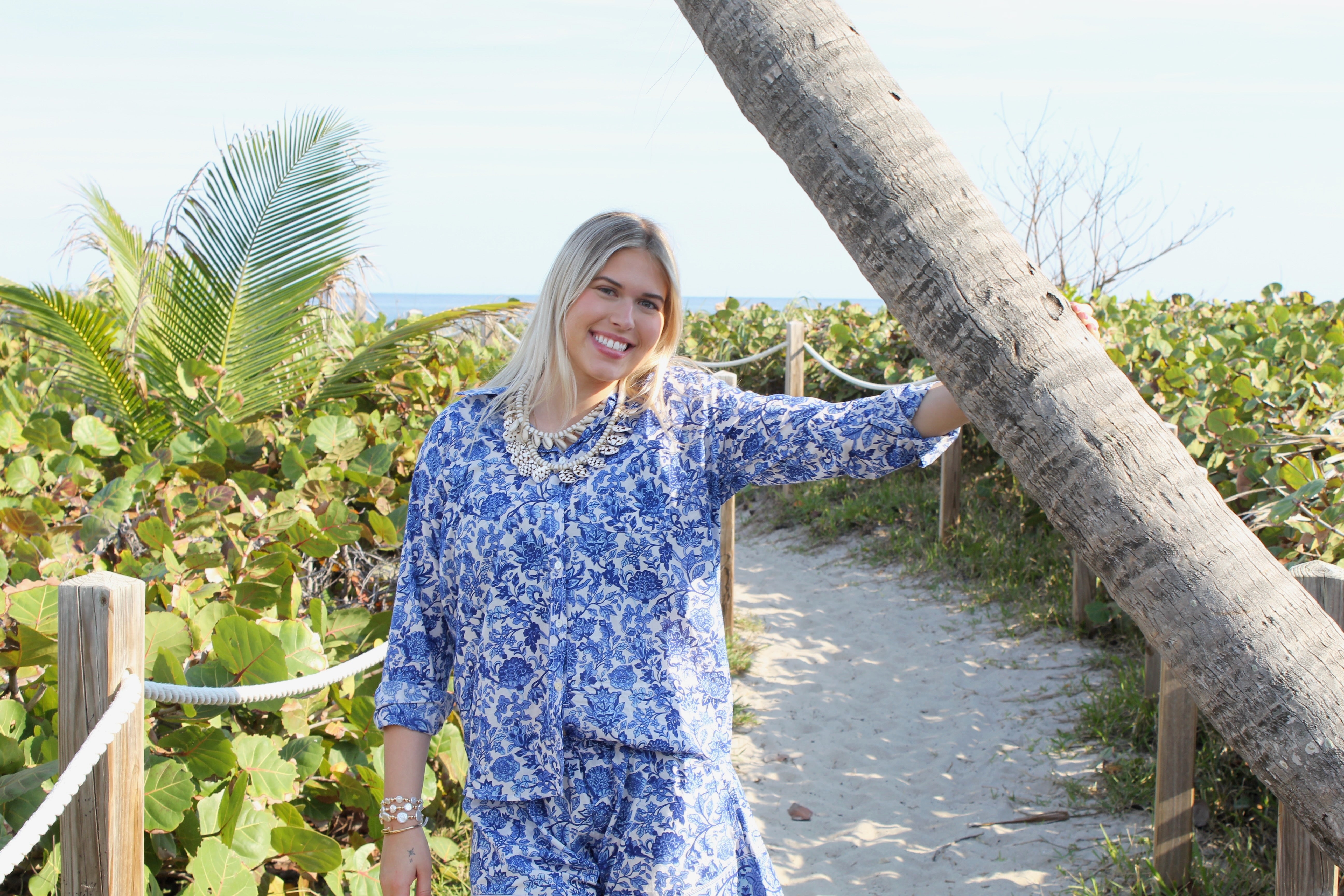 Boyfriend Shirt | Boho Chintz | Blue image 1