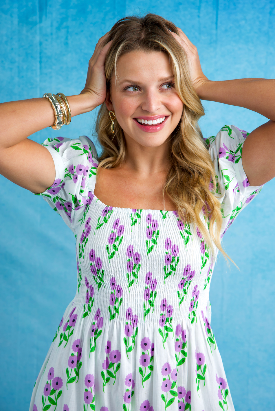 Poppy Dress Short | Bunch of Daisies | Lavender image 0