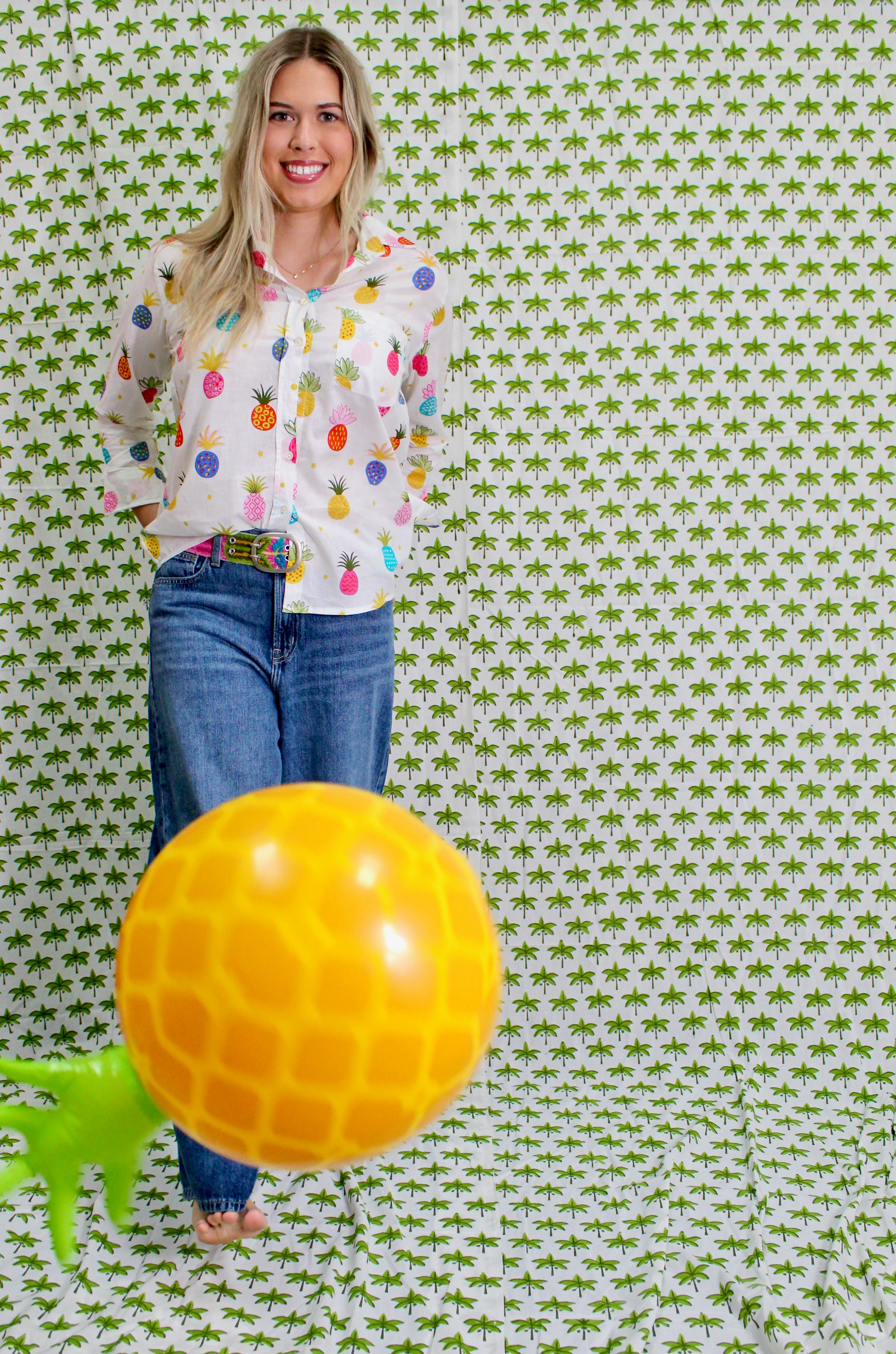 Boyfriend Shirt | Happy Pineapples | White/Multi image 1