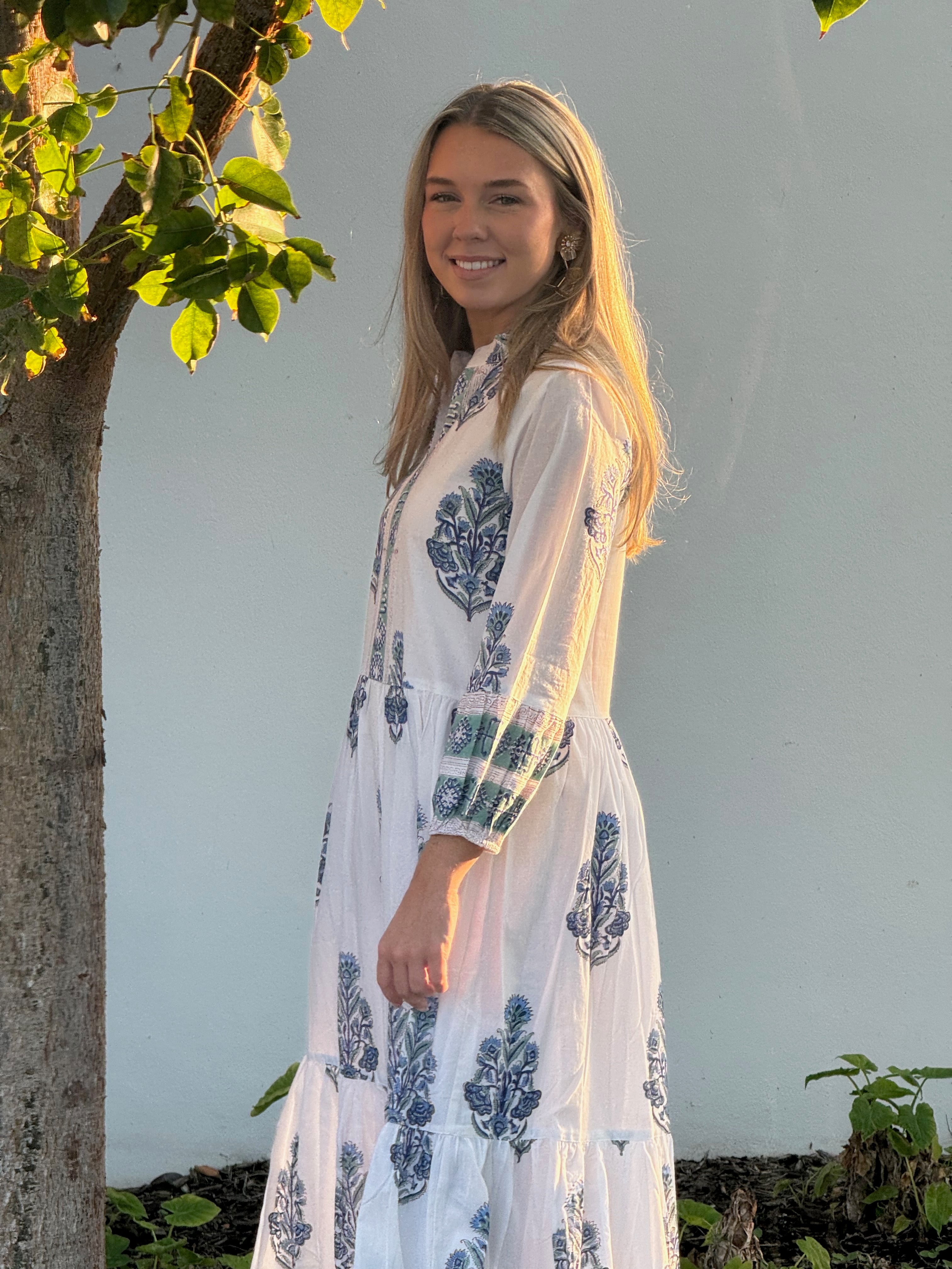 Palm Beach Dress | Floral Bouquet | Blue image 2