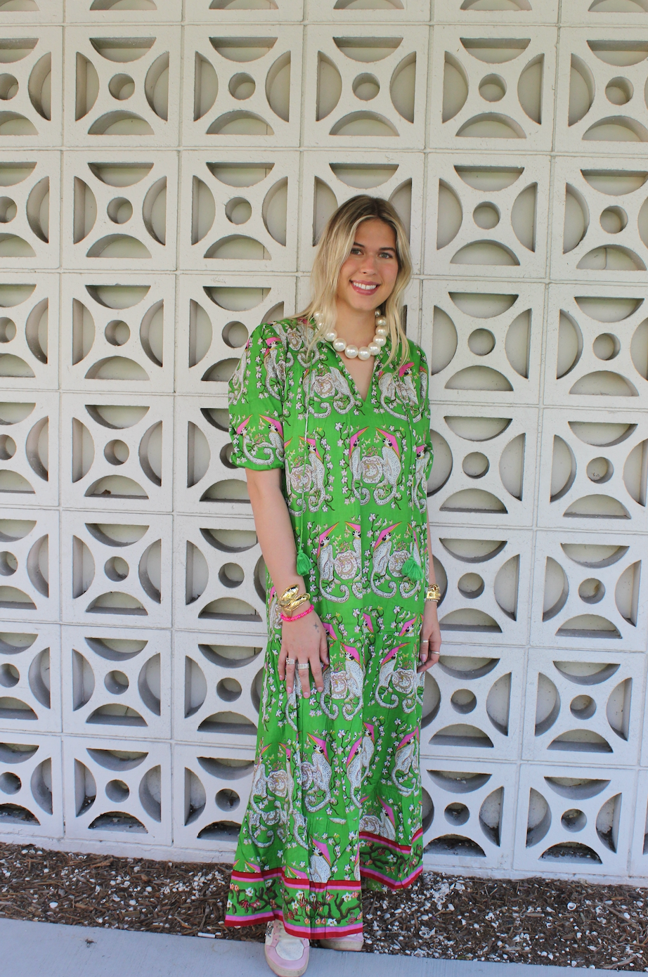 Evie Dress | Monkeys | Green image 0