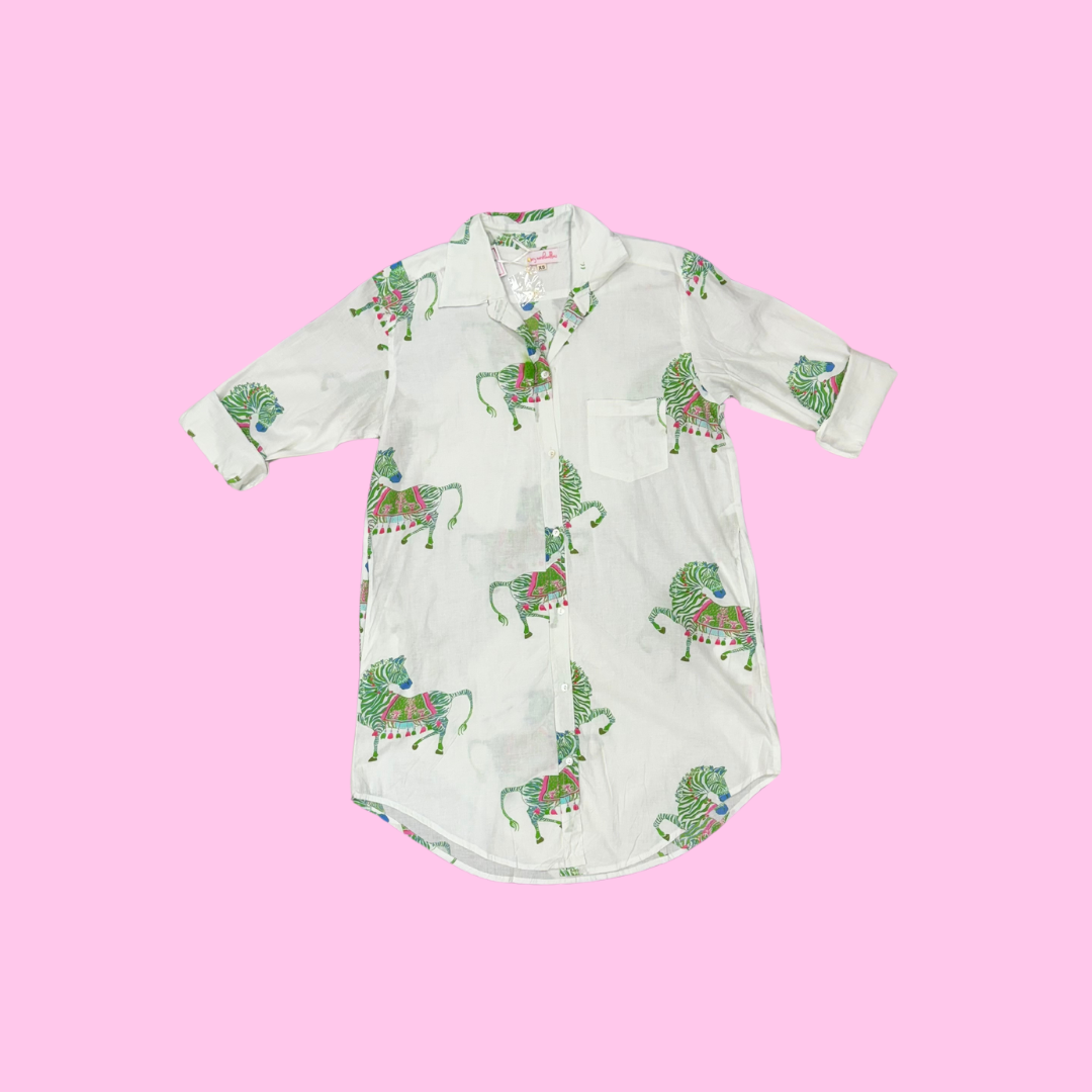 Boyfriend Dress | Zebras | Green image 0