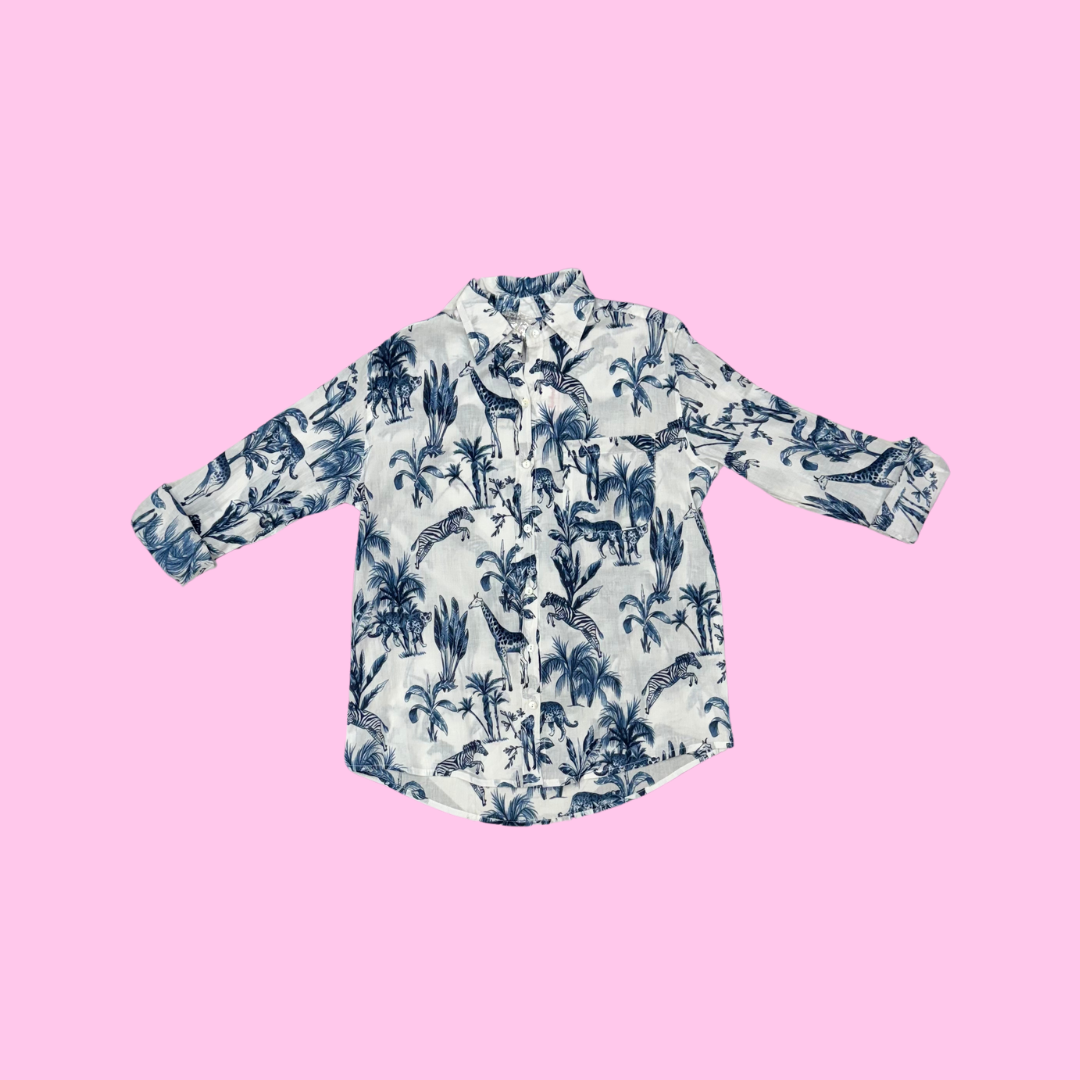 Boyfriend Shirt | Jungle Toile | White/Navy image 0