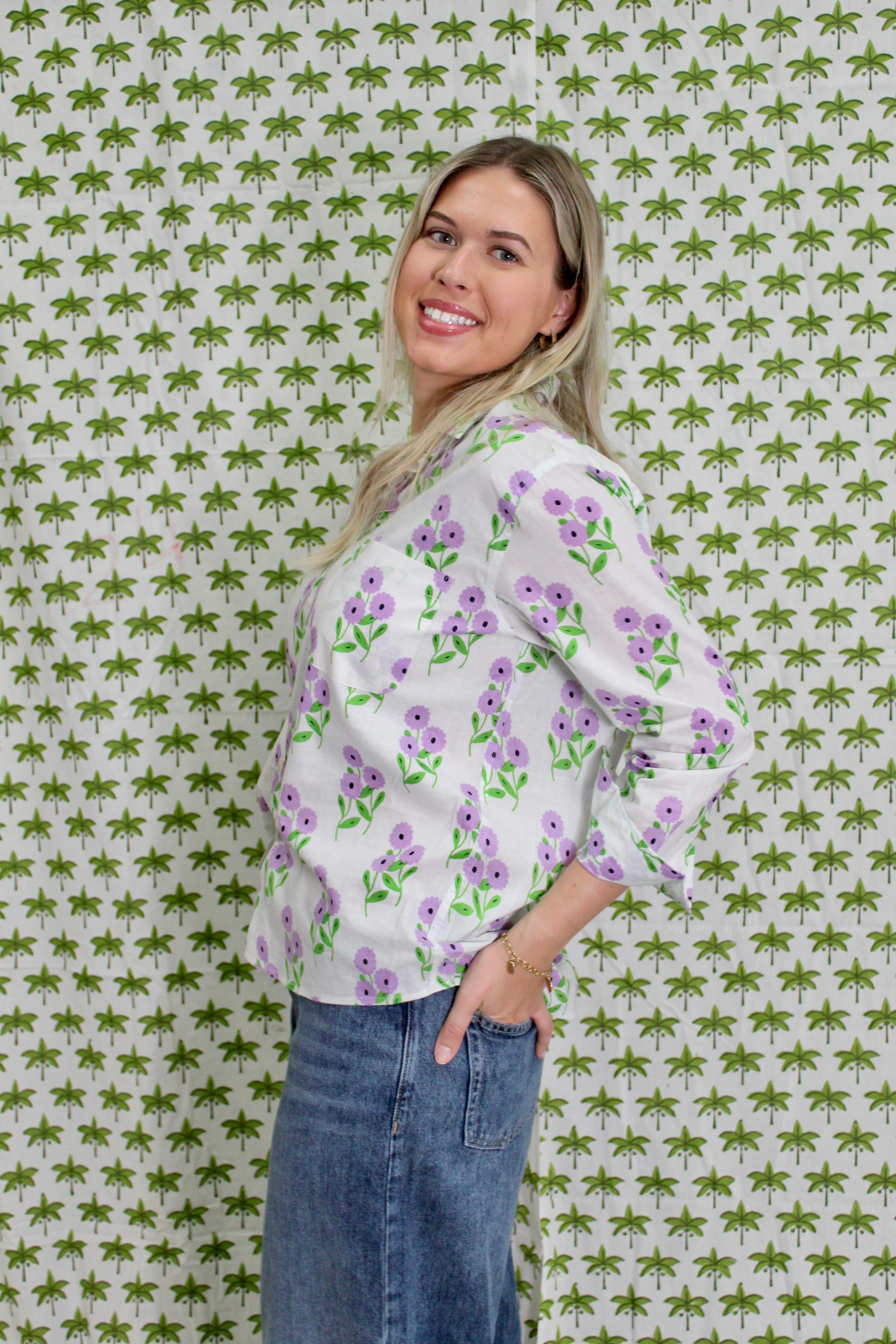 Boyfriend Shirt | Bunch of Daisies | Lavender image 1