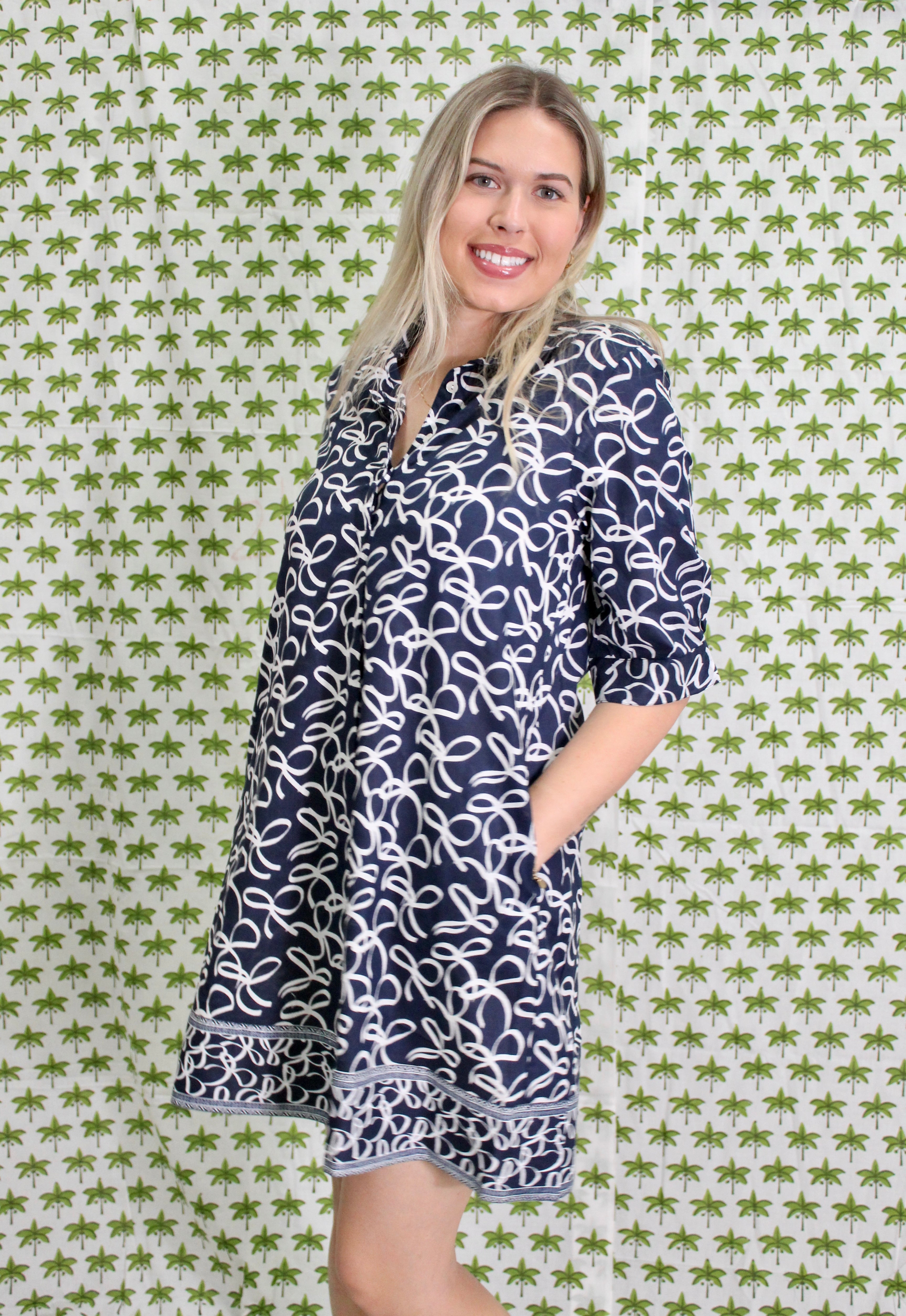 Delray Dress | Ribbon | Navy image 1