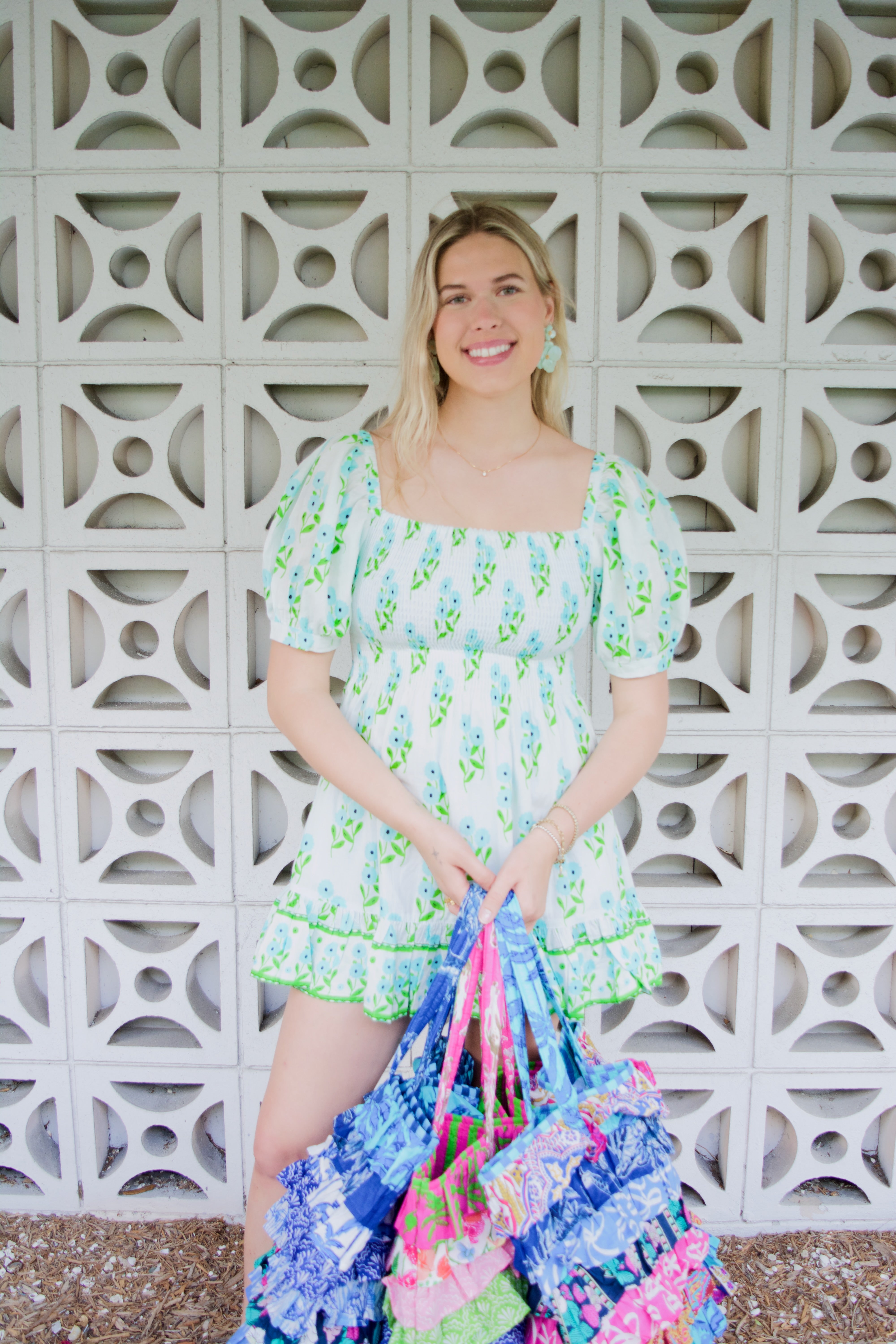 Poppy Dress Short | Bunch of Daisies | Aqua image 1