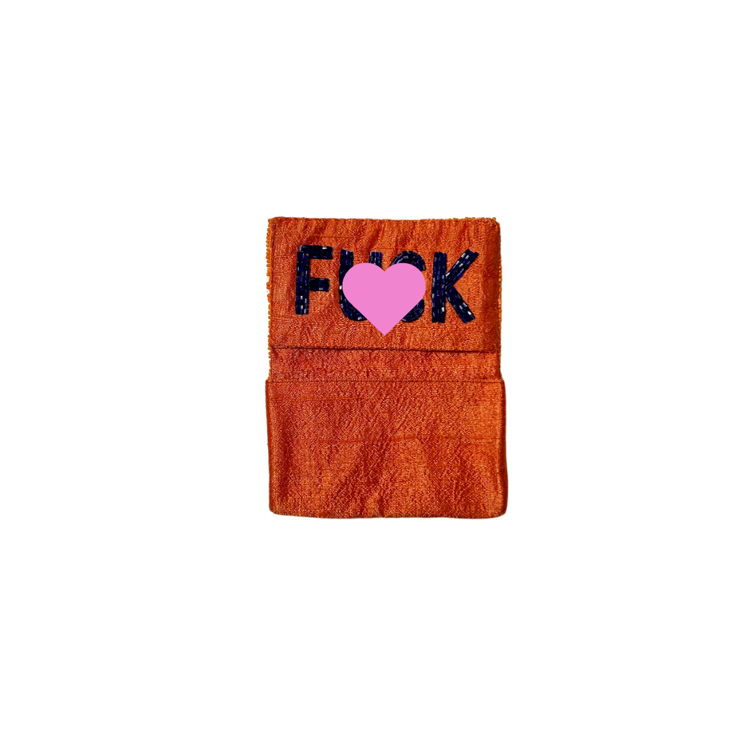 Beaded F**K Card Holder | Assorted Sizes | Orange/Blue image 1