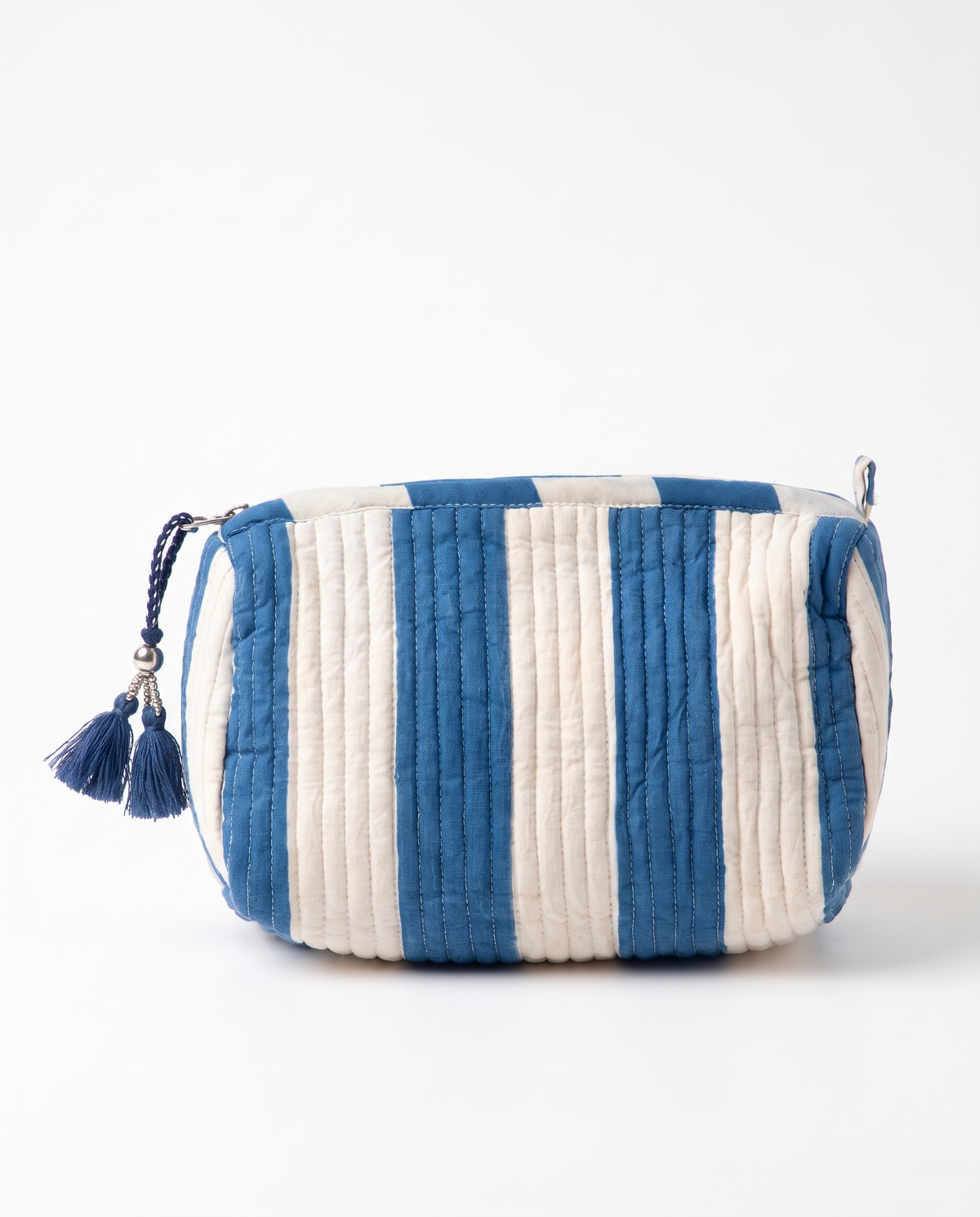 Quilted Cosmetic Bags | Cabana Stripes | Blue