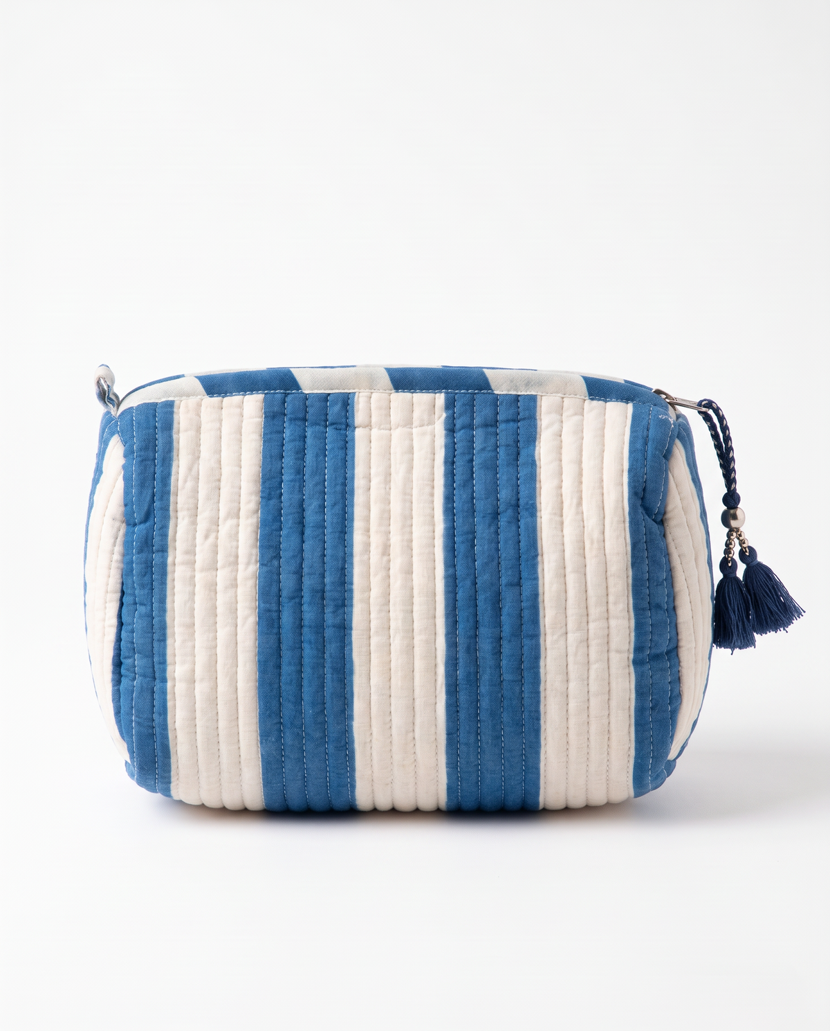 Quilted Cosmetic Bags | Cabana Stripes | Blue