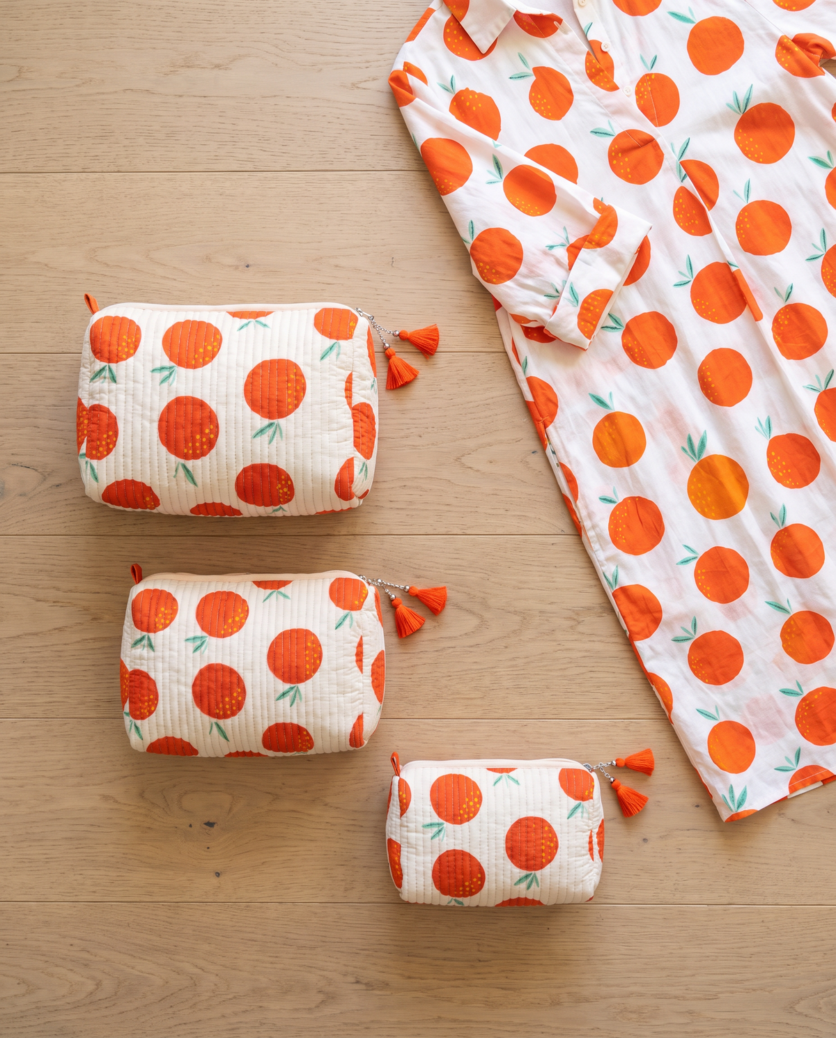 Quilted Cosmetic Bags | Oranges